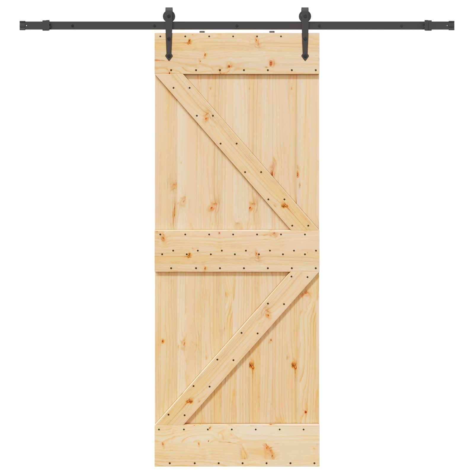 vidaXL Schiebetür NARVIK Natürlich und Schwarz 80 x 210 cm (213,5 cm)
