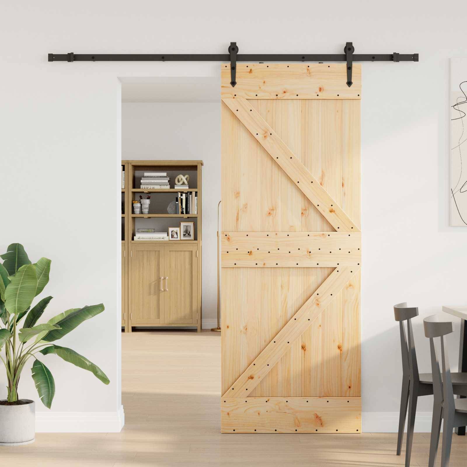 vidaXL Schiebetür NARVIK Natürlich und Schwarz 80 x 210 cm (213,5 cm)
