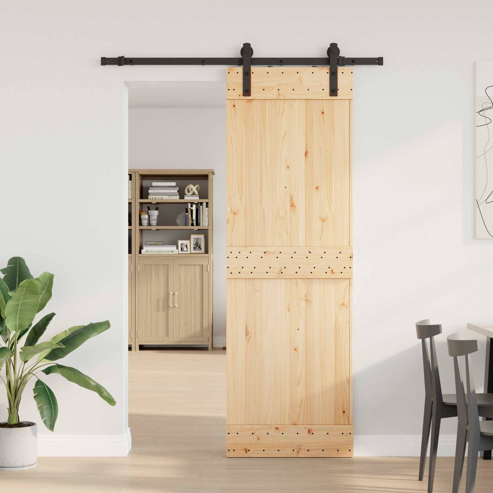 vidaXL Schiebetür NARVIK Natürlich und Schwarz 70 x 210 cm (152,5 cm)