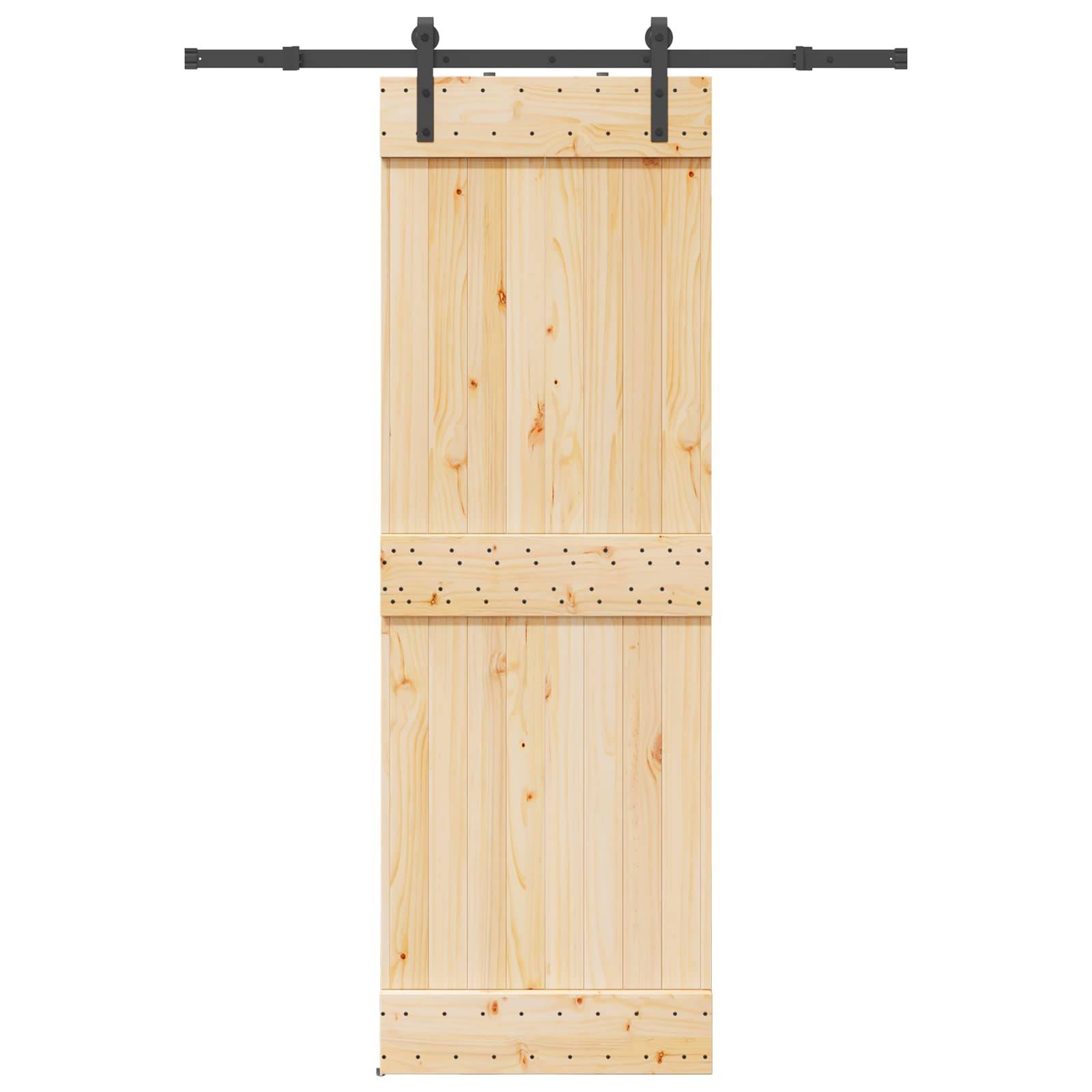 vidaXL Schiebetür NARVIK Natürlich und Schwarz 70 x 210 cm (152,5 cm)
