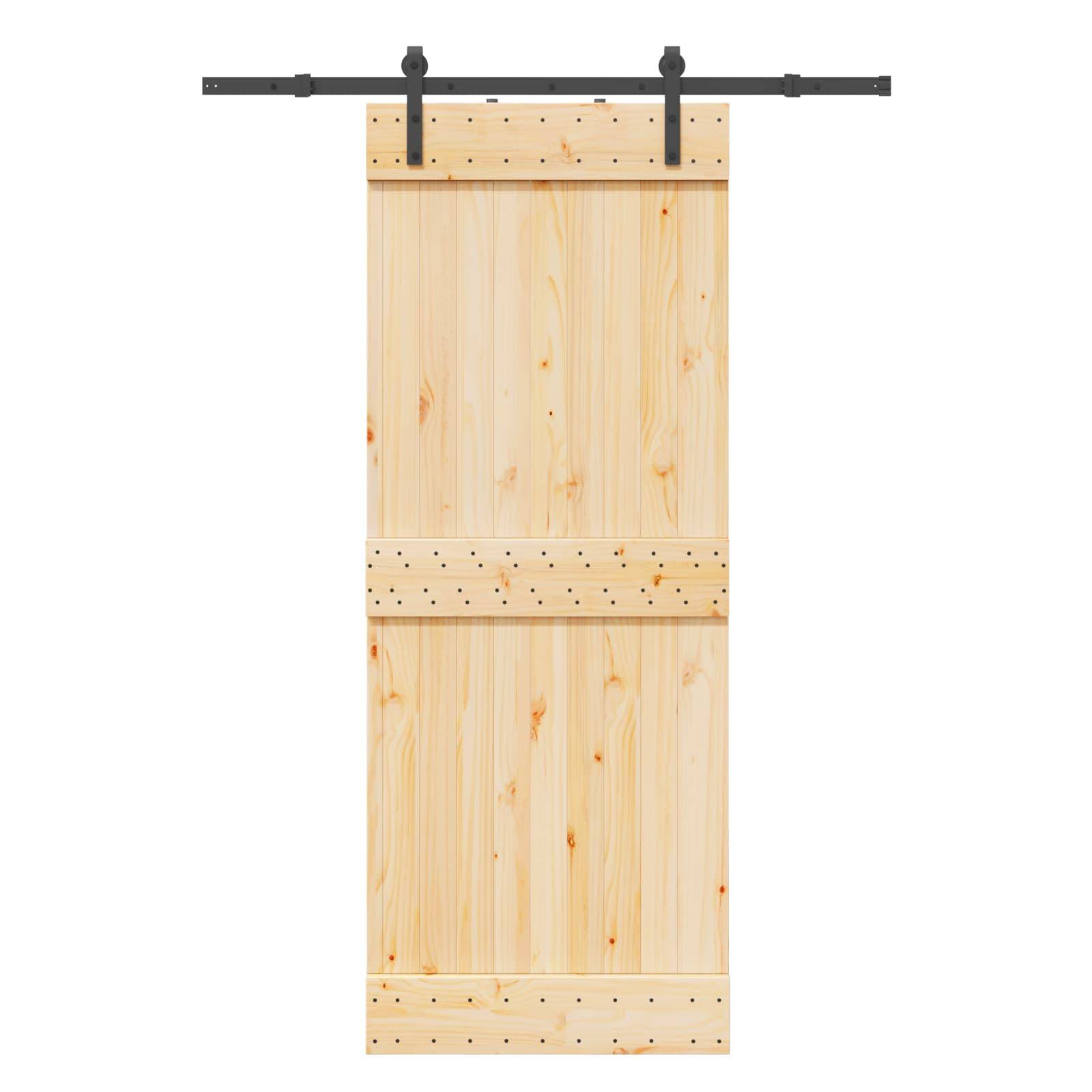 vidaXL Schiebetür NARVIK Natürlich und Schwarz 80 x 210 cm (152,5 cm)