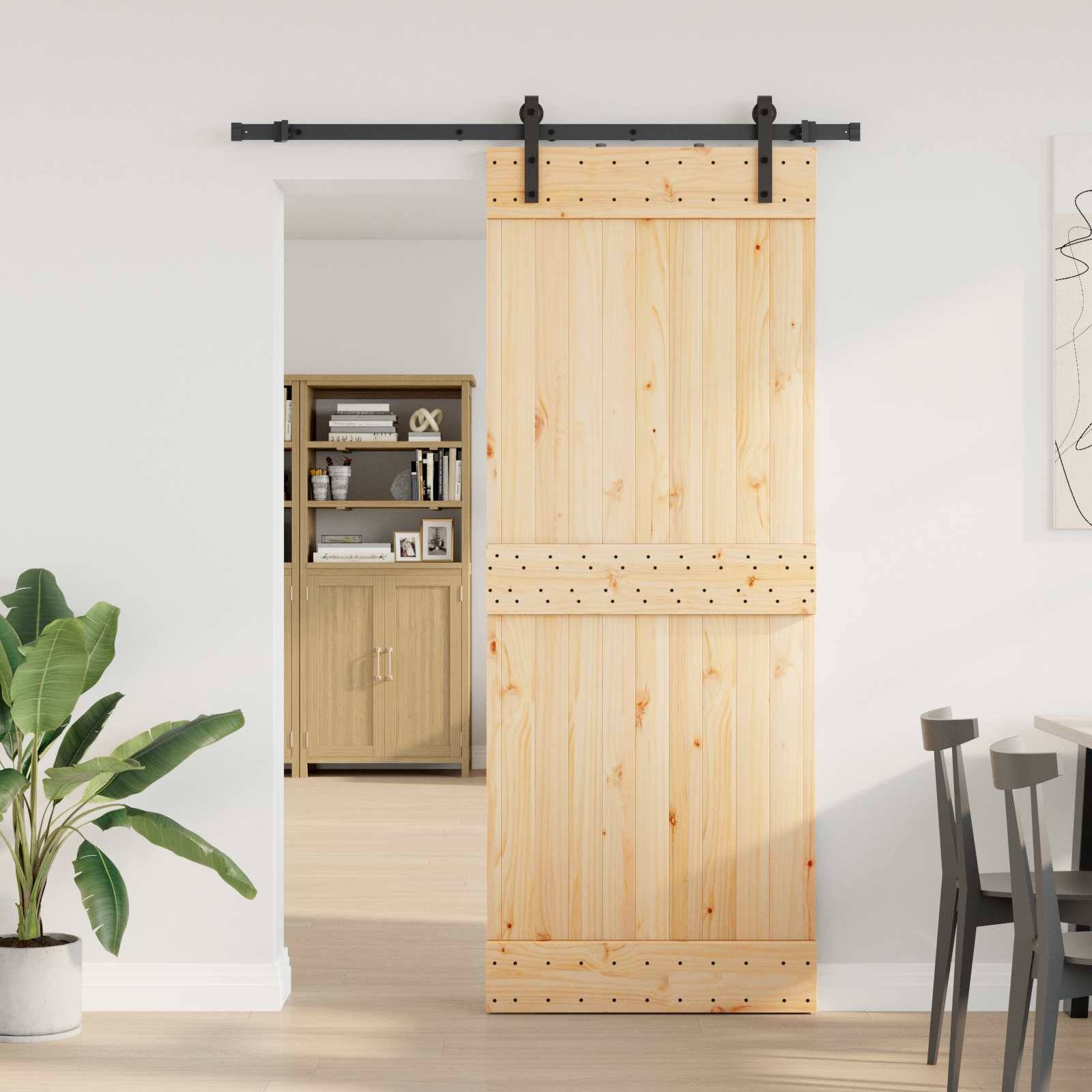 vidaXL Schiebetür NARVIK Natürlich und Schwarz 80 x 210 cm (152,5 cm)