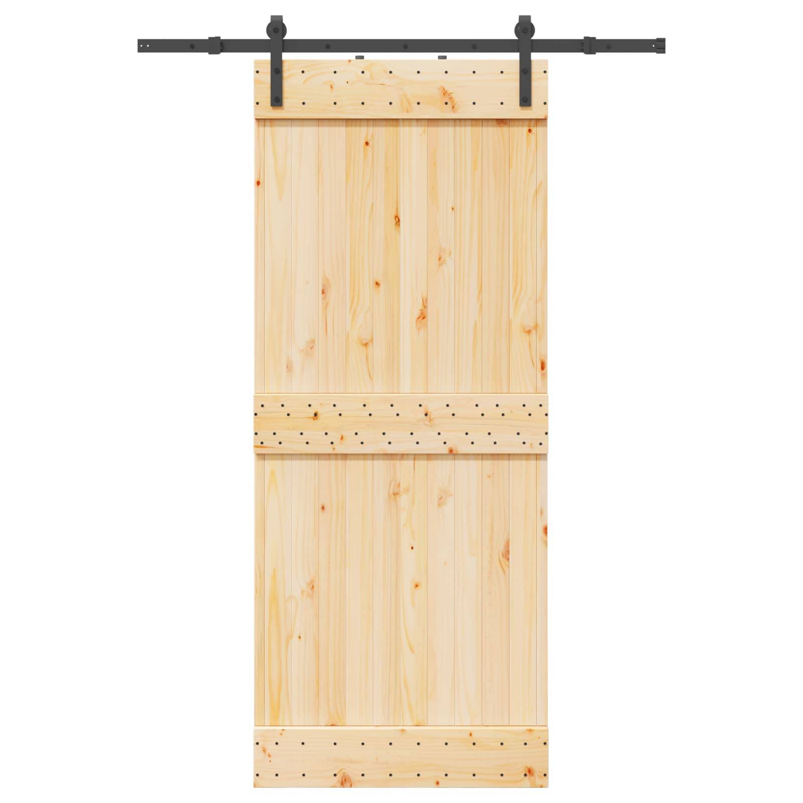 vidaXL Schiebetür NARVIK Natürlich und Schwarz 85 x 210 cm (152,5 cm)