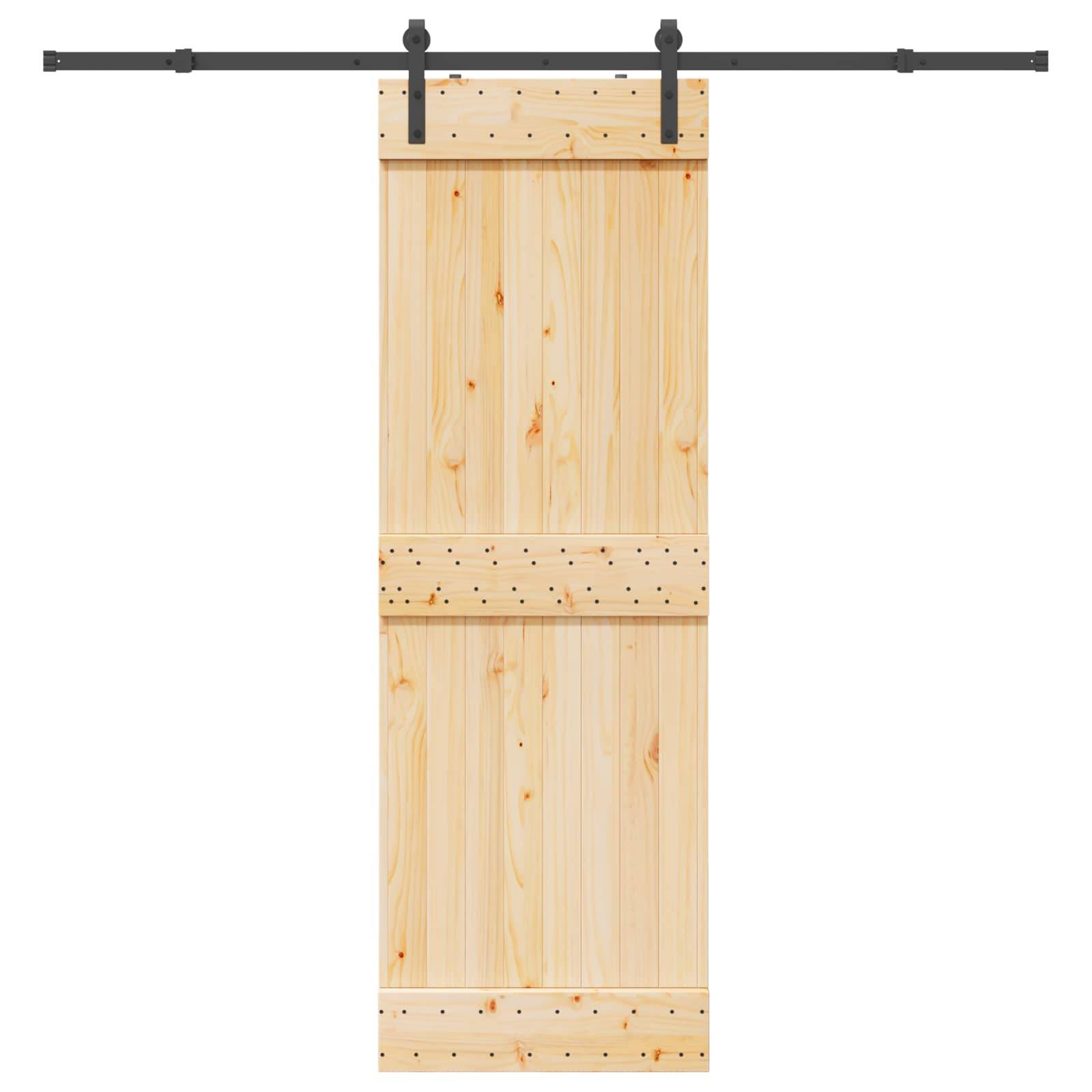 vidaXL Schiebetür NARVIK Natürlich und Schwarz 70 x 210 cm (213,5 cm)