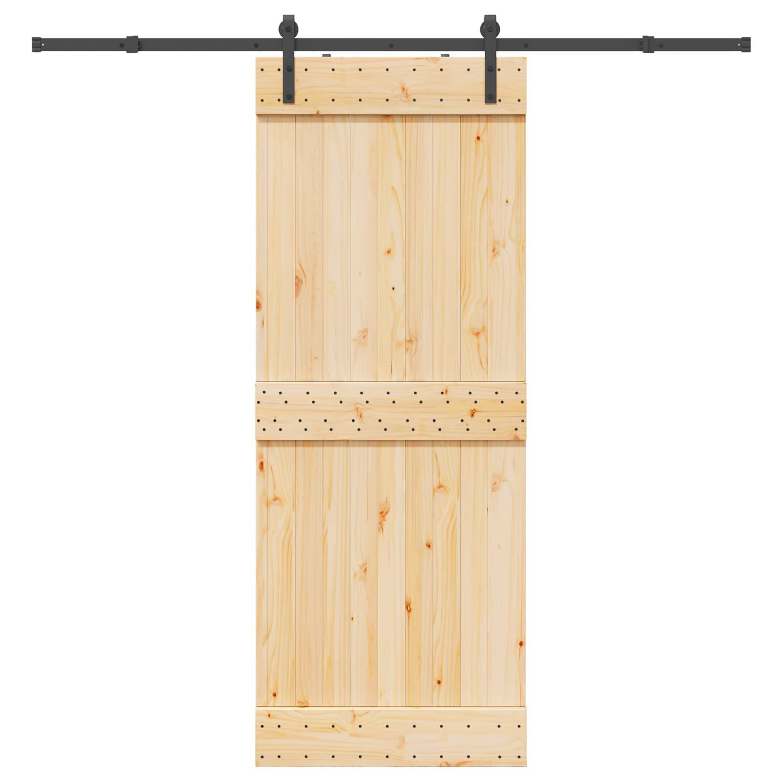 vidaXL Schiebetür NARVIK Natürlich und Schwarz 80 x 210 cm (213,5 cm)