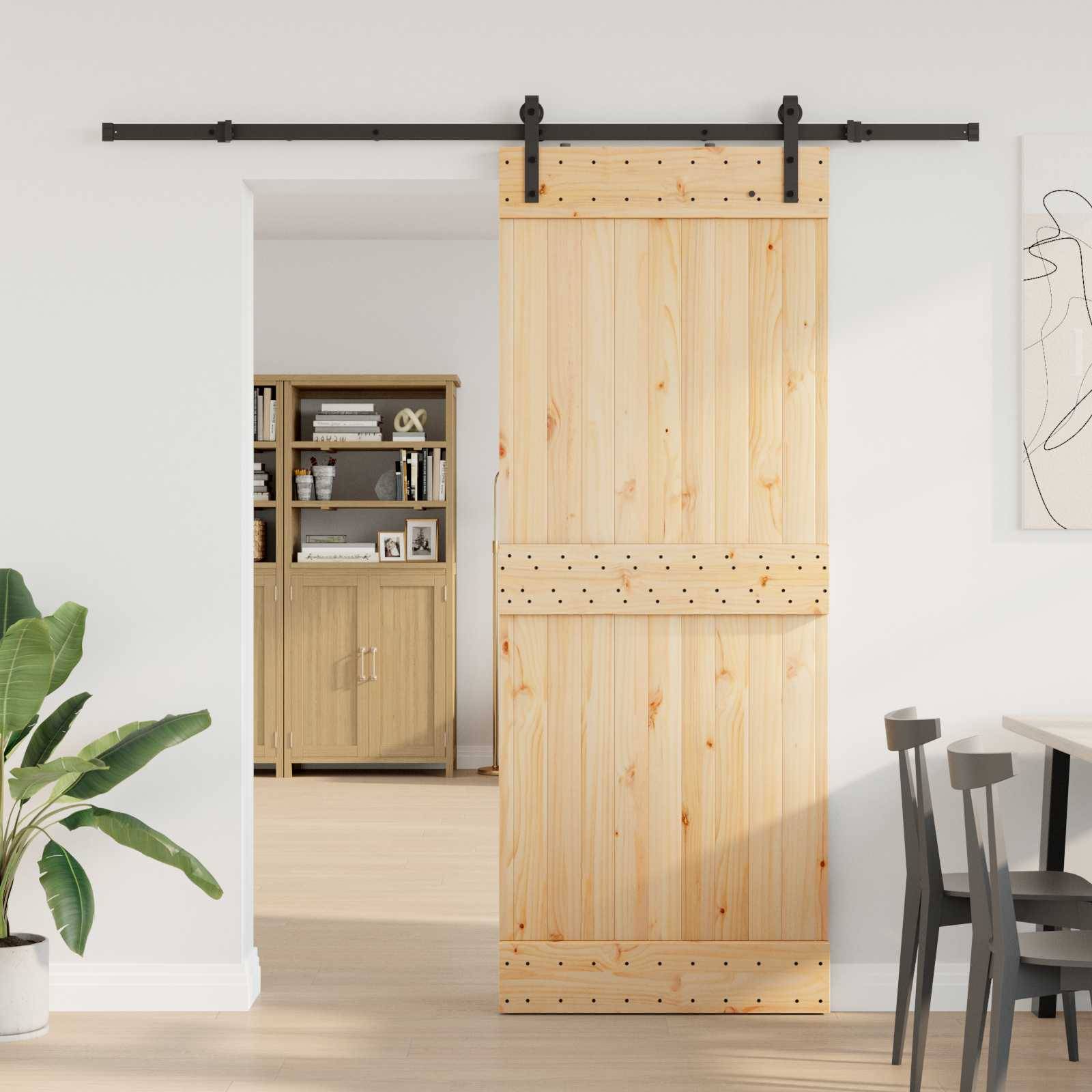 vidaXL Schiebetür NARVIK Natürlich und Schwarz 80 x 210 cm (213,5 cm)
