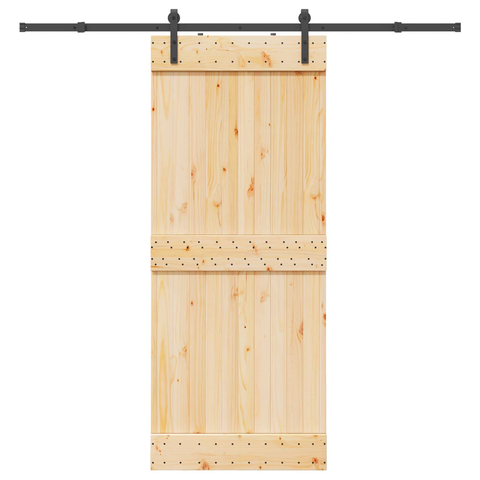 vidaXL Schiebetür NARVIK Natürlich und Schwarz 85 x 210 cm (213,5 cm)