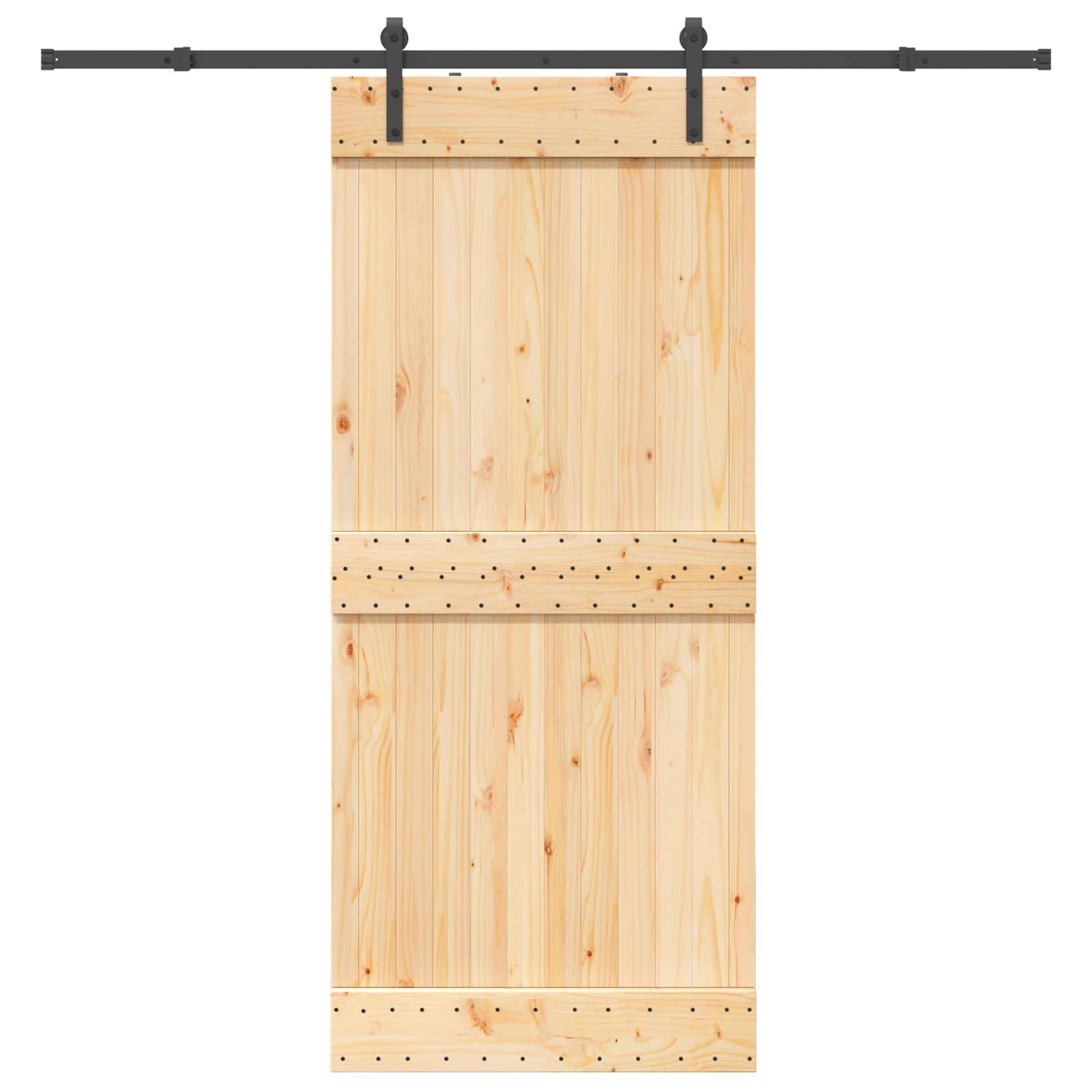 vidaXL Schiebetür NARVIK Natürlich und Schwarz 90 x 210 cm (213,5 cm)