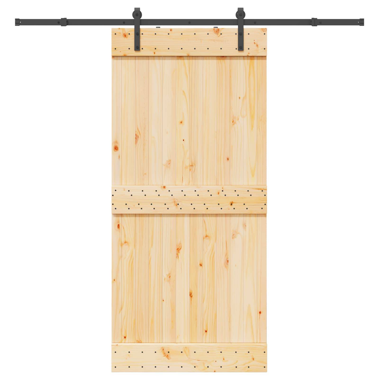 vidaXL Schiebetür NARVIK Natürlich und Schwarz 95 x 210 cm (213,5 cm)