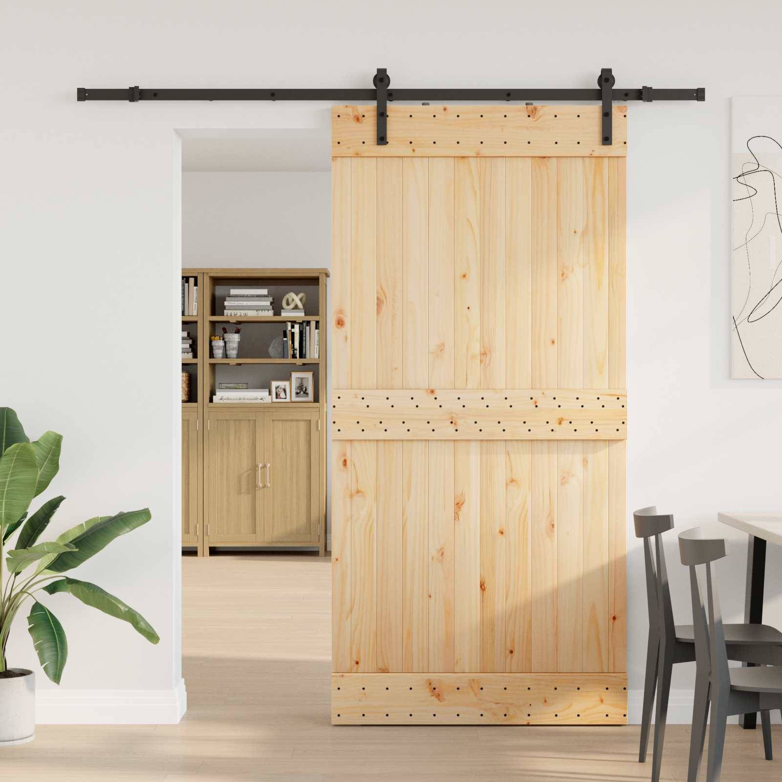 vidaXL Schiebetür NARVIK Natürlich und Schwarz 100 x 210 cm (213,5 cm)