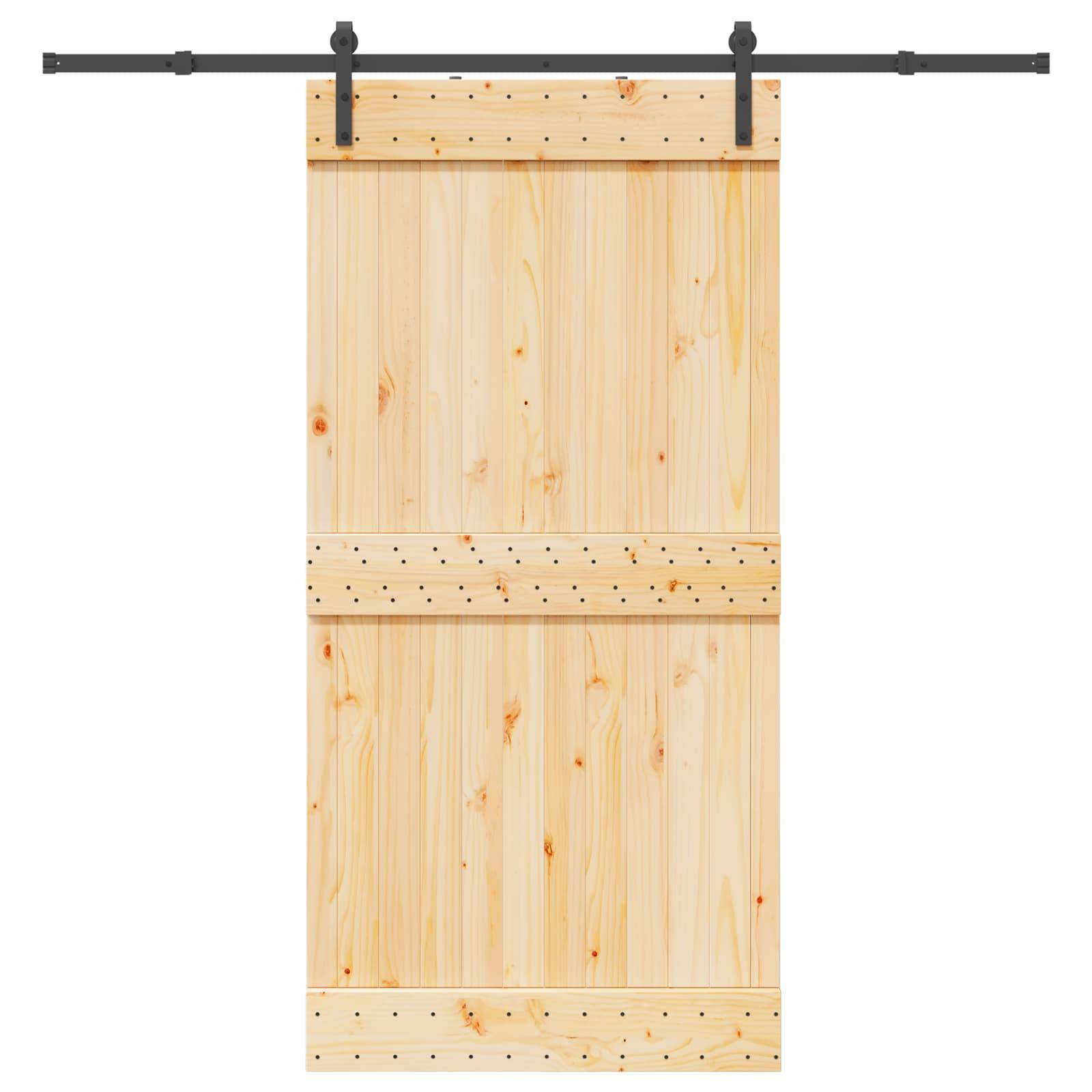 vidaXL Schiebetür NARVIK Natürlich und Schwarz 100 x 210 cm (213,5 cm)