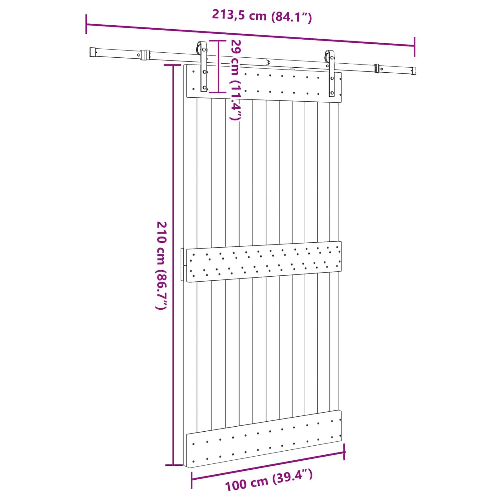 vidaXL Schiebetür NARVIK Natürlich und Schwarz 100 x 210 cm (213,5 cm)
