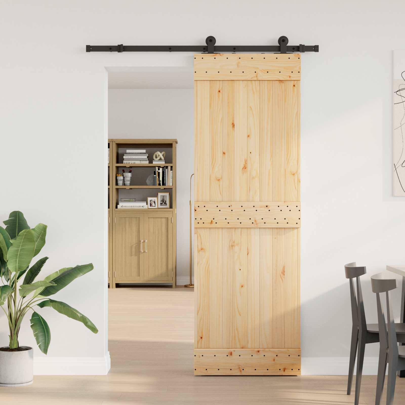 vidaXL Schiebetür NARVIK Natürlich und Schwarz 70 x 210 cm (152,5 cm)