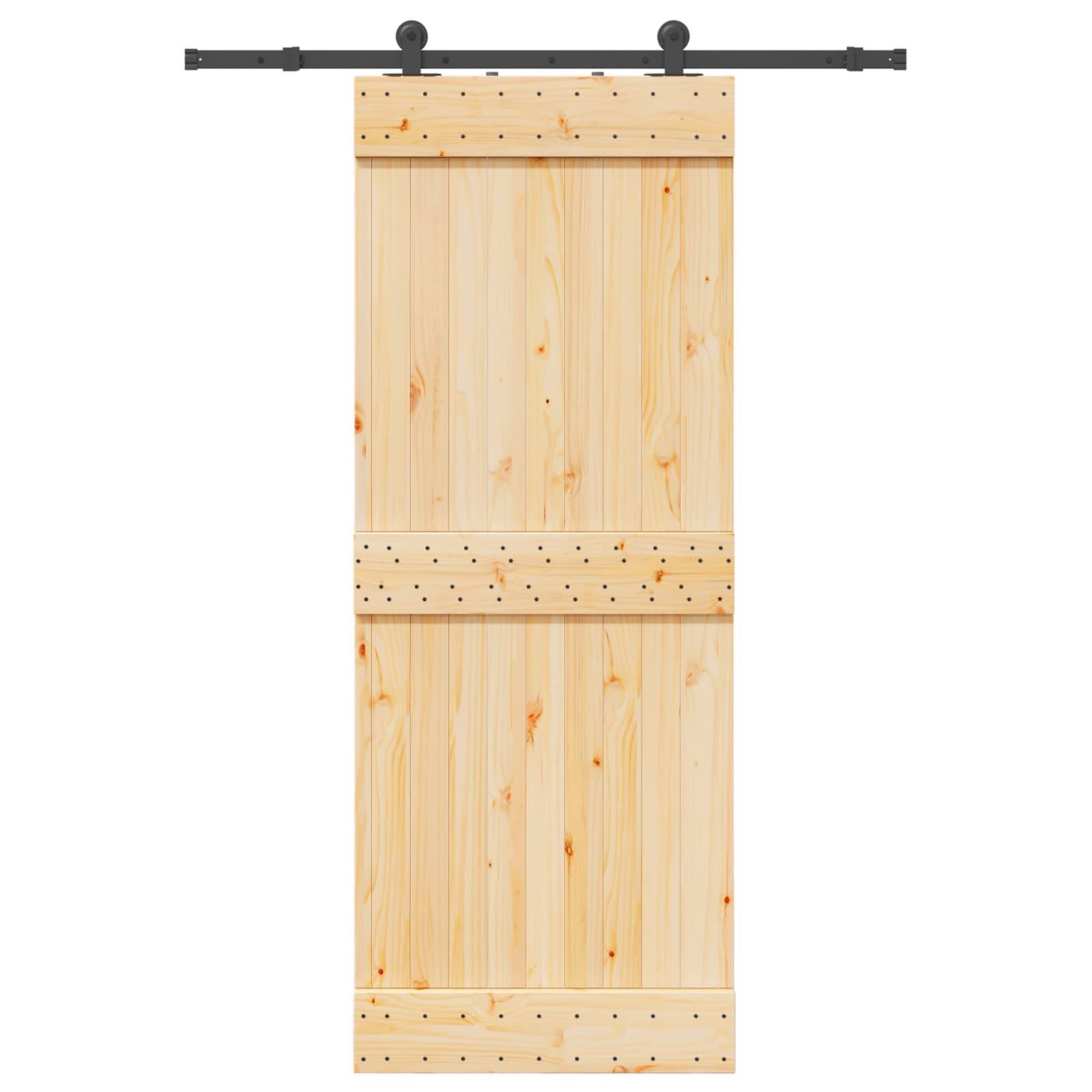 vidaXL Schiebetür NARVIK Natürlich und Schwarz 80 x 210 cm (152,5 cm)