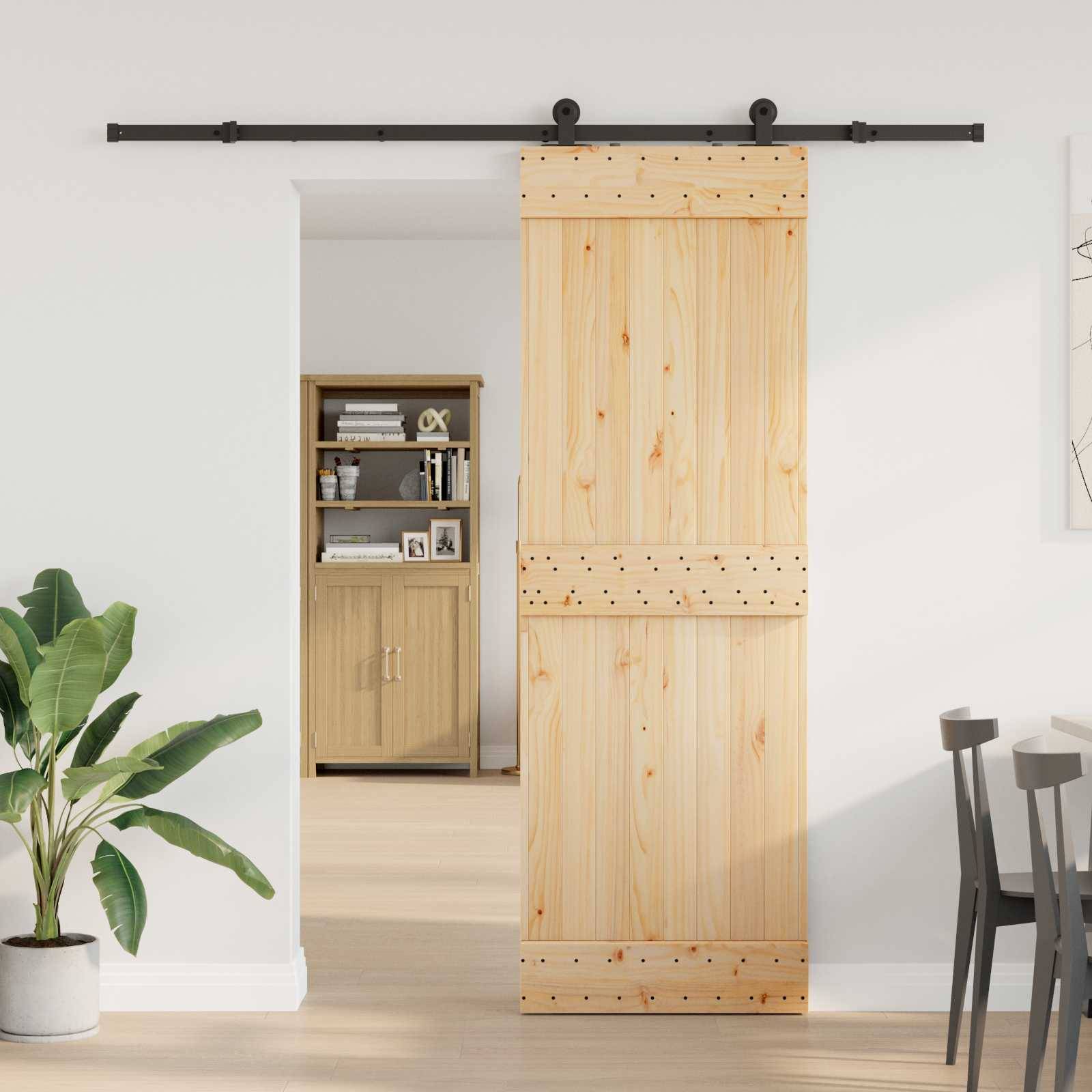 vidaXL Schiebetür NARVIK Natürlich und Schwarz 70 x 210 cm (213,5 cm)
