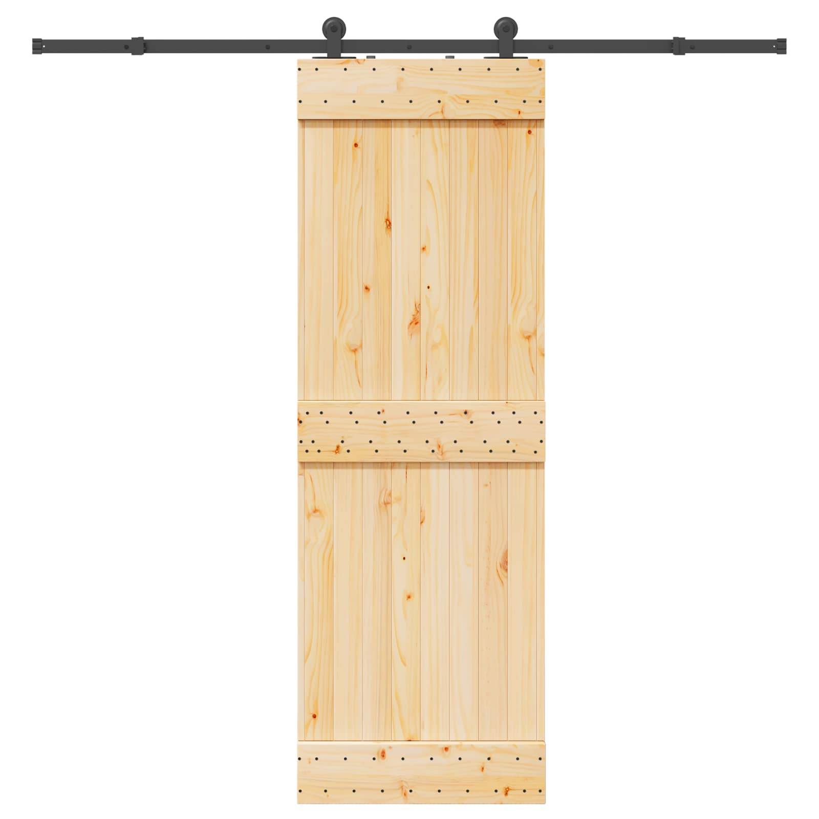 vidaXL Schiebetür NARVIK Natürlich und Schwarz 70 x 210 cm (213,5 cm)