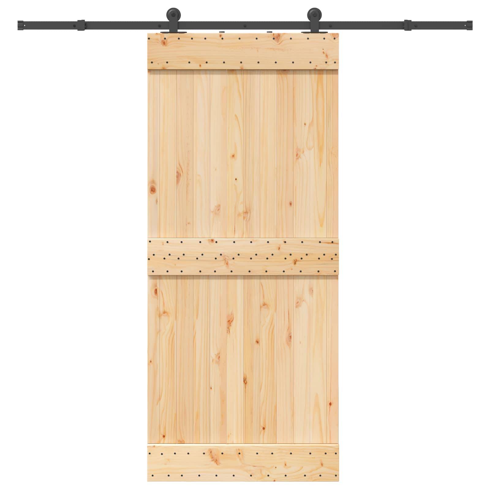 vidaXL Schiebetür NARVIK Natürlich und Schwarz 90 x 210 cm (213,5 cm)