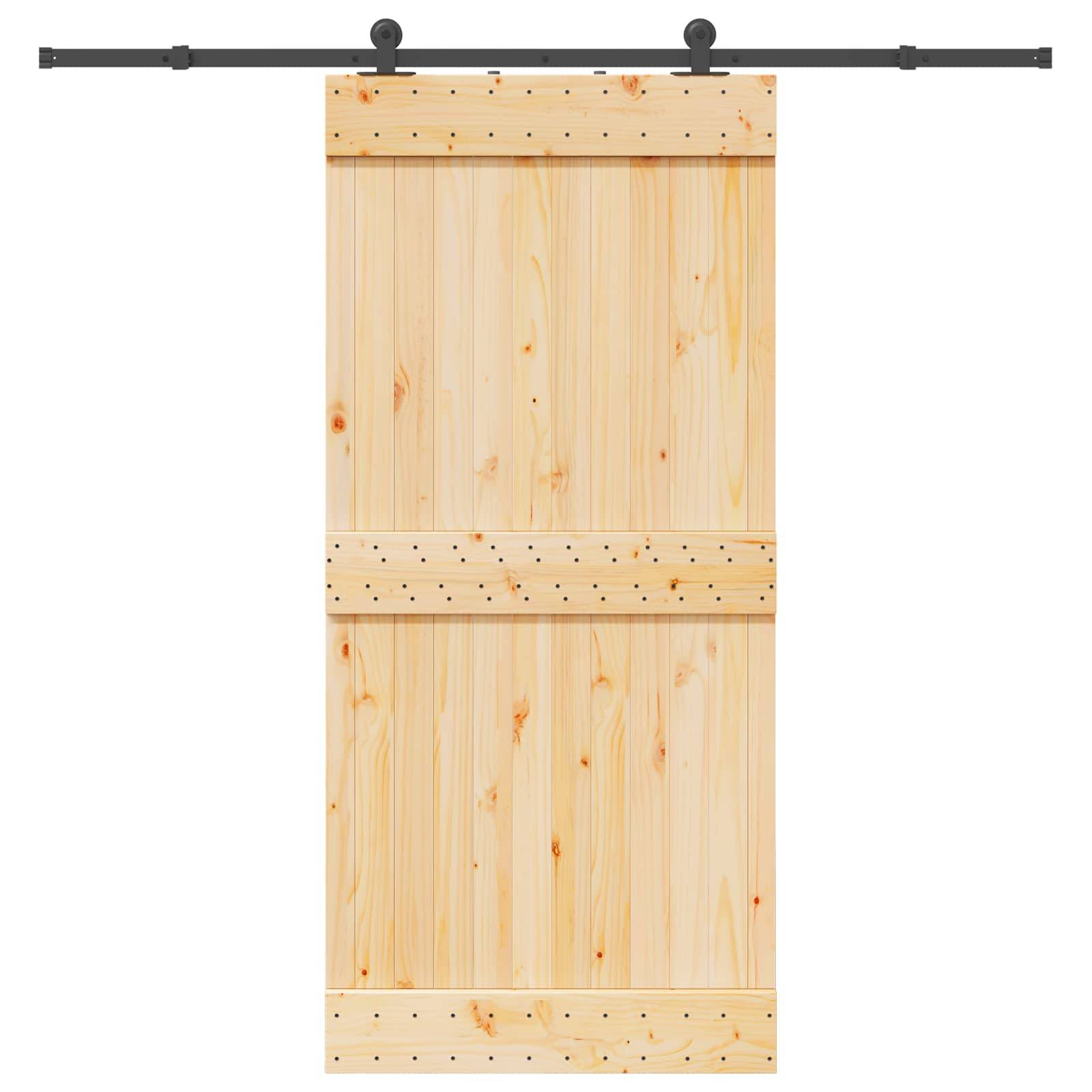 vidaXL Schiebetür NARVIK Natürlich und Schwarz 95 x 210 cm (213,5 cm)
