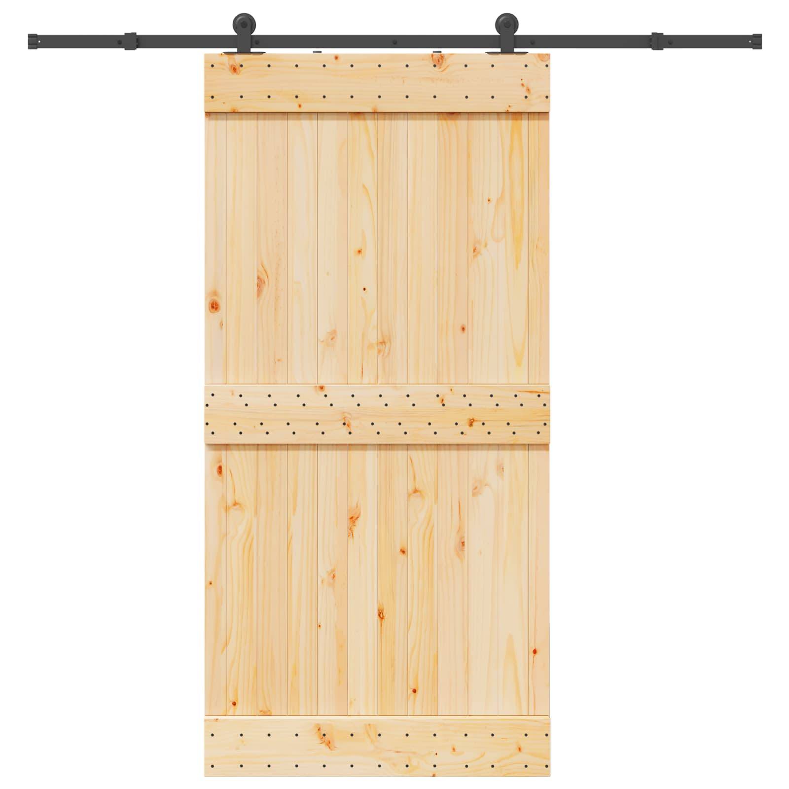 vidaXL Schiebetür NARVIK Natürlich und Schwarz 100 x 210 cm (213,5 cm)