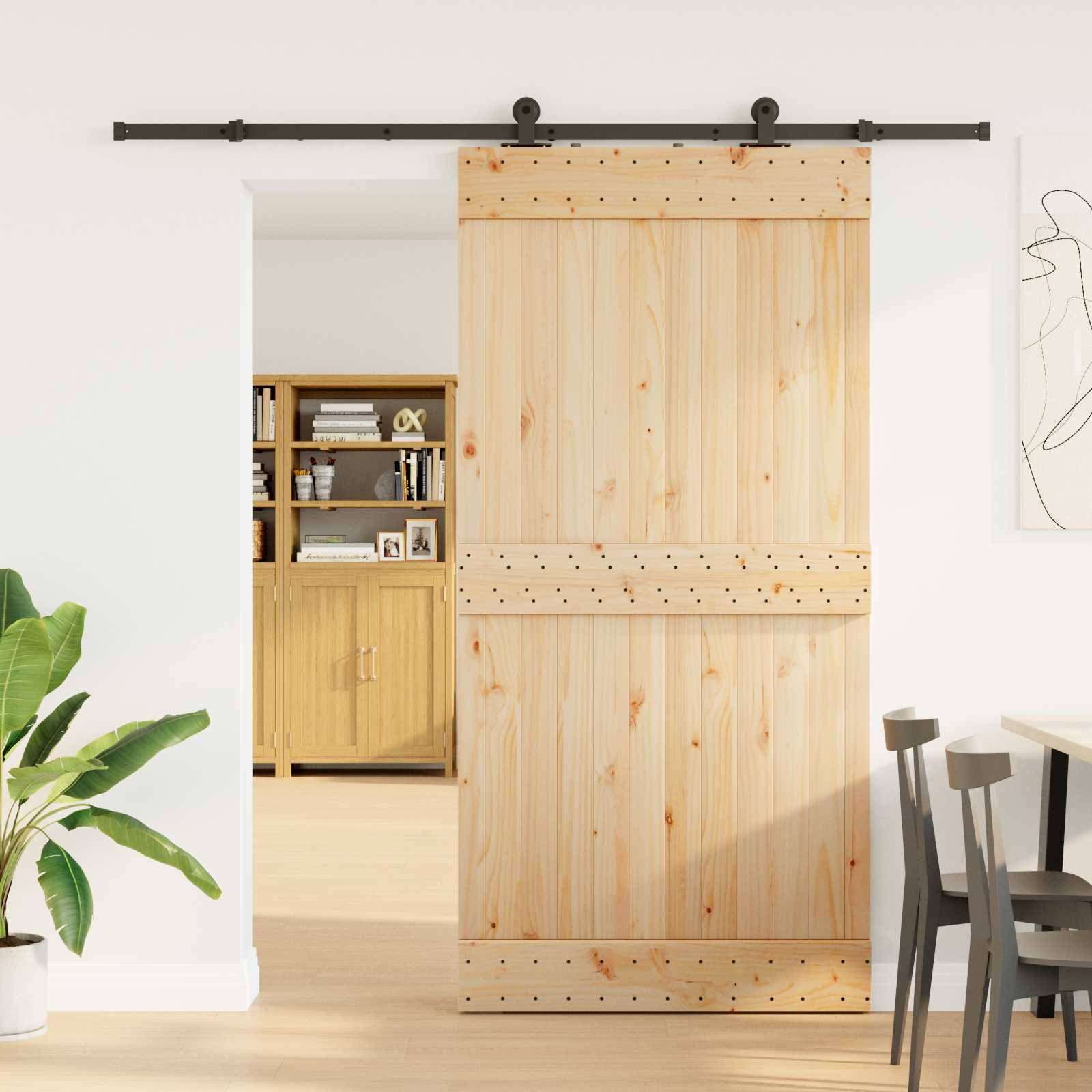 vidaXL Schiebetür NARVIK Natürlich und Schwarz 100 x 210 cm (213,5 cm)