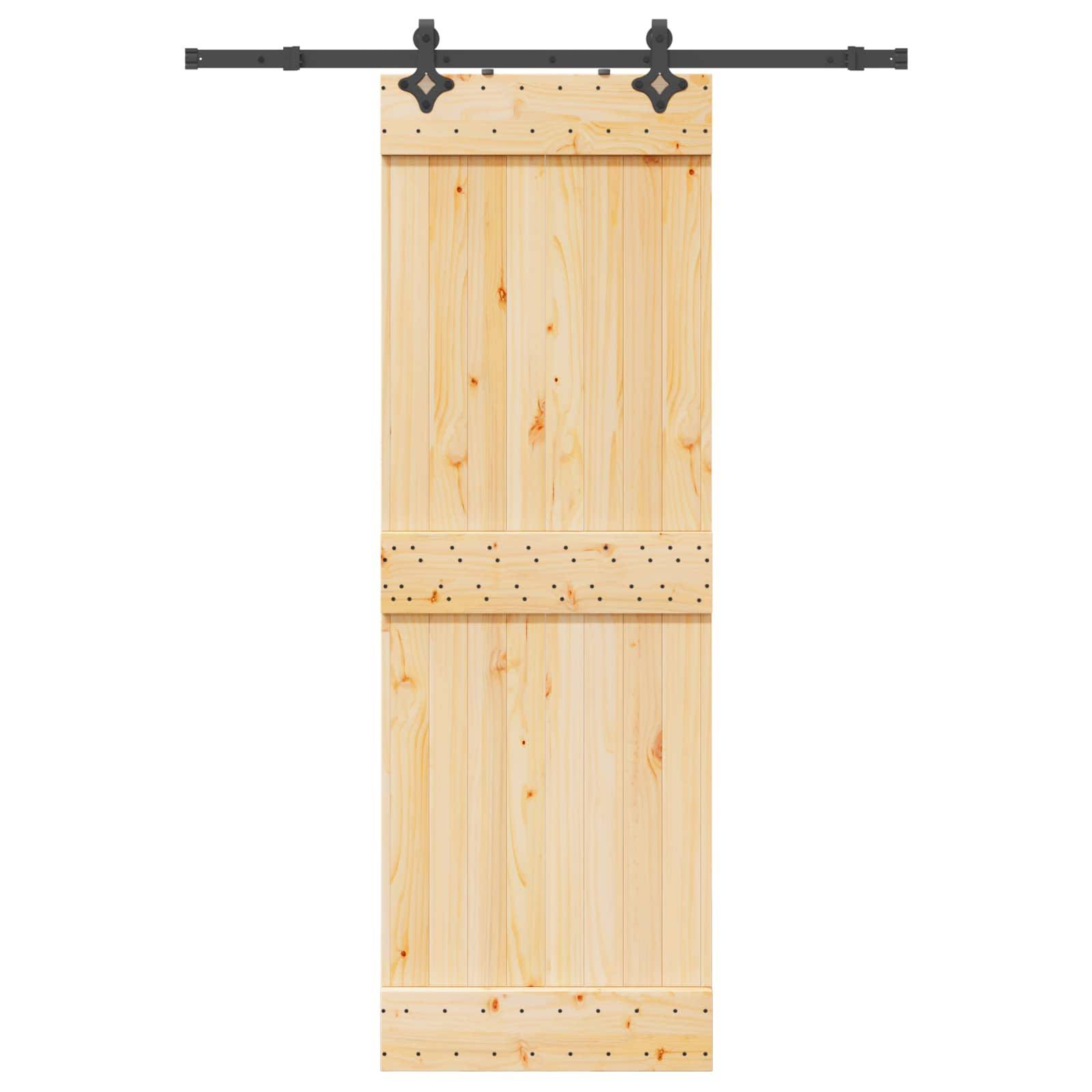 vidaXL Schiebetür NARVIK Natürlich und Schwarz 70 x 210 cm (152,5 cm)