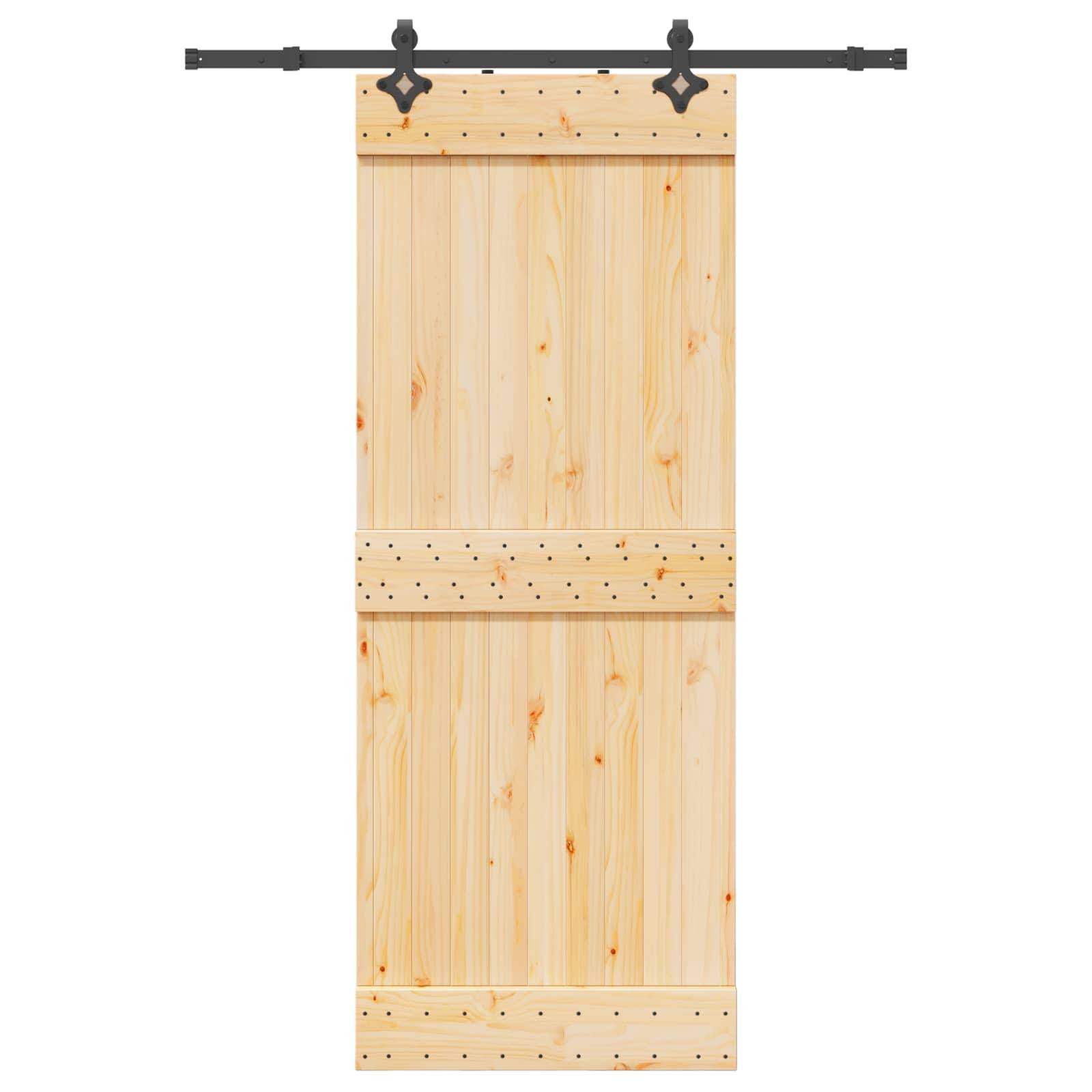 vidaXL Schiebetür NARVIK Natürlich und Schwarz 80 x 210 cm (152,5 cm)