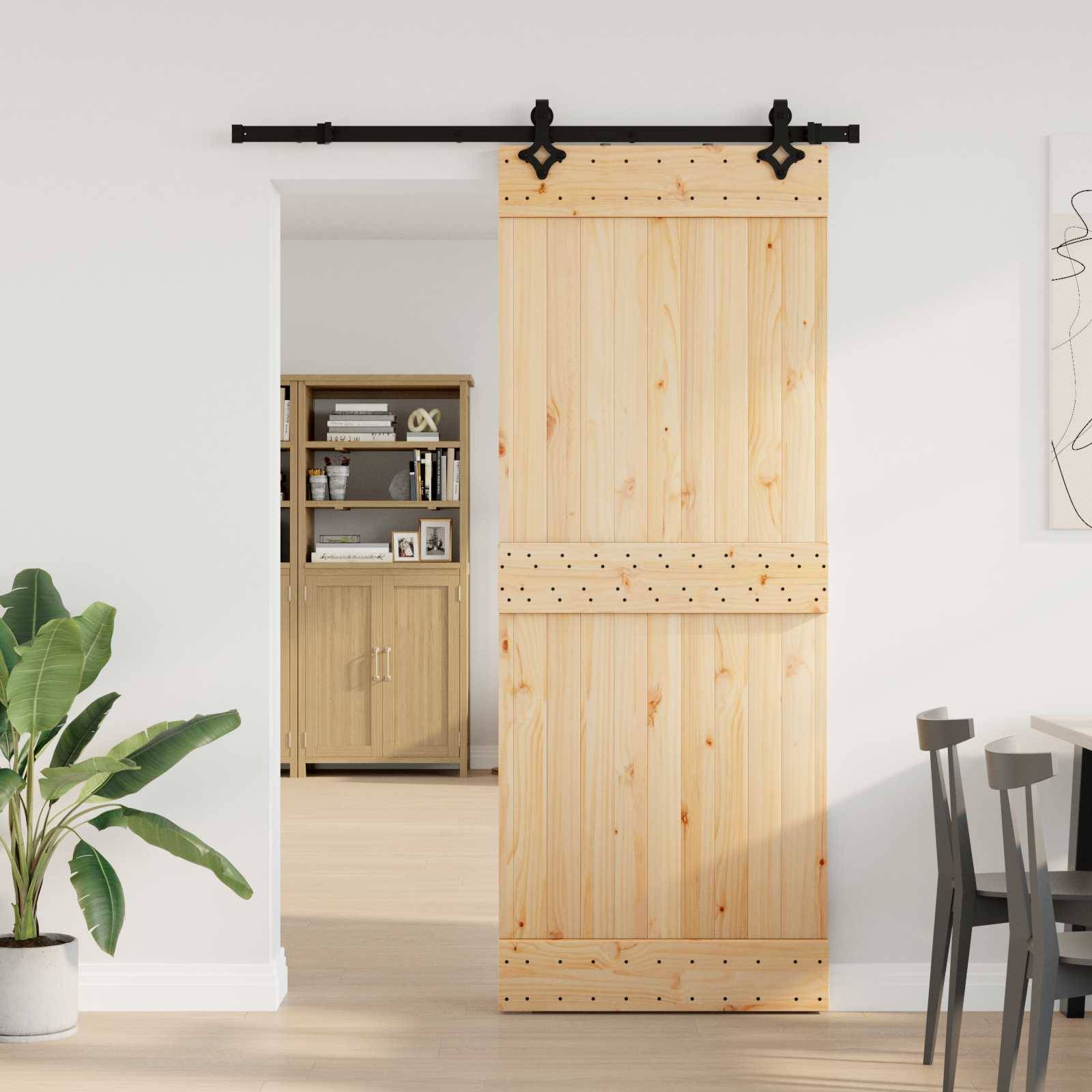 vidaXL Schiebetür NARVIK Natürlich und Schwarz 80 x 210 cm (152,5 cm)