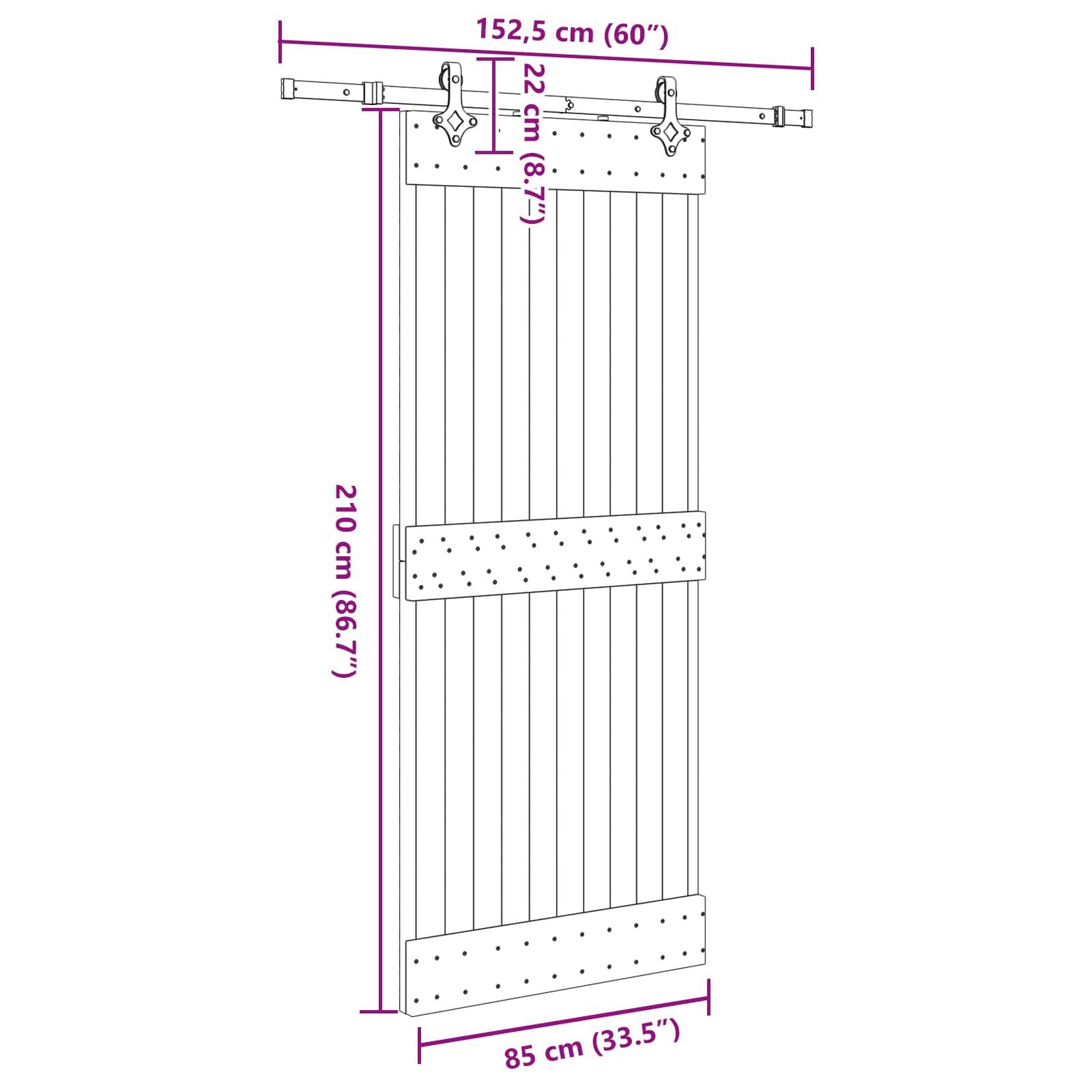 vidaXL Schiebetür NARVIK Natürlich und Schwarz 85 x 210 cm (152,5 cm)