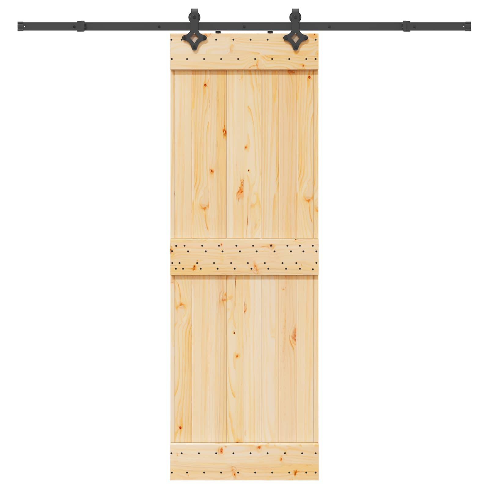 vidaXL Schiebetür NARVIK Natürlich und Schwarz 70 x 210 cm (213,5 cm)