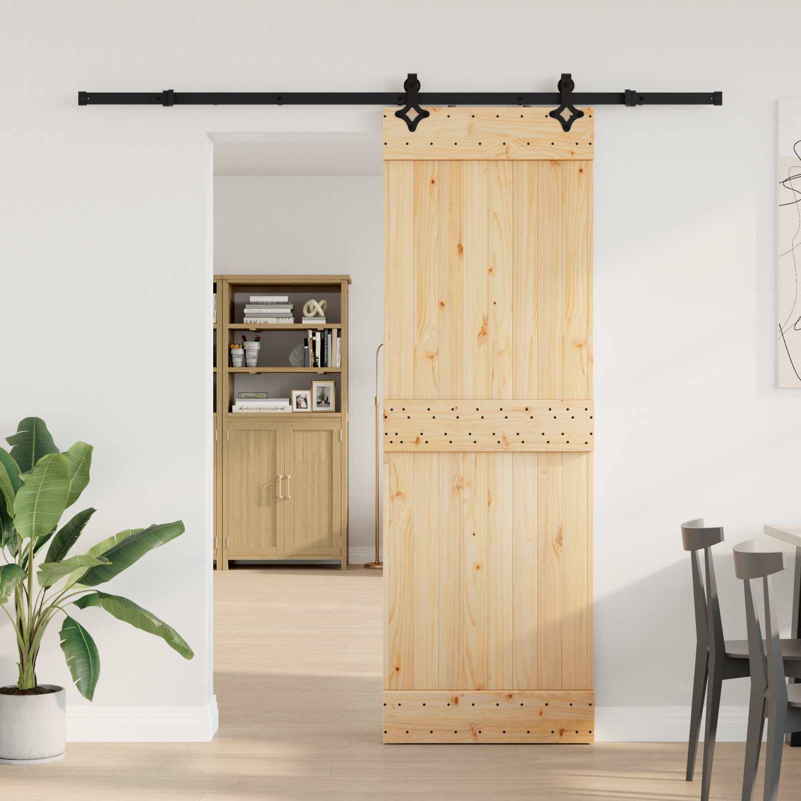 vidaXL Schiebetür NARVIK Natürlich und Schwarz 70 x 210 cm (213,5 cm)