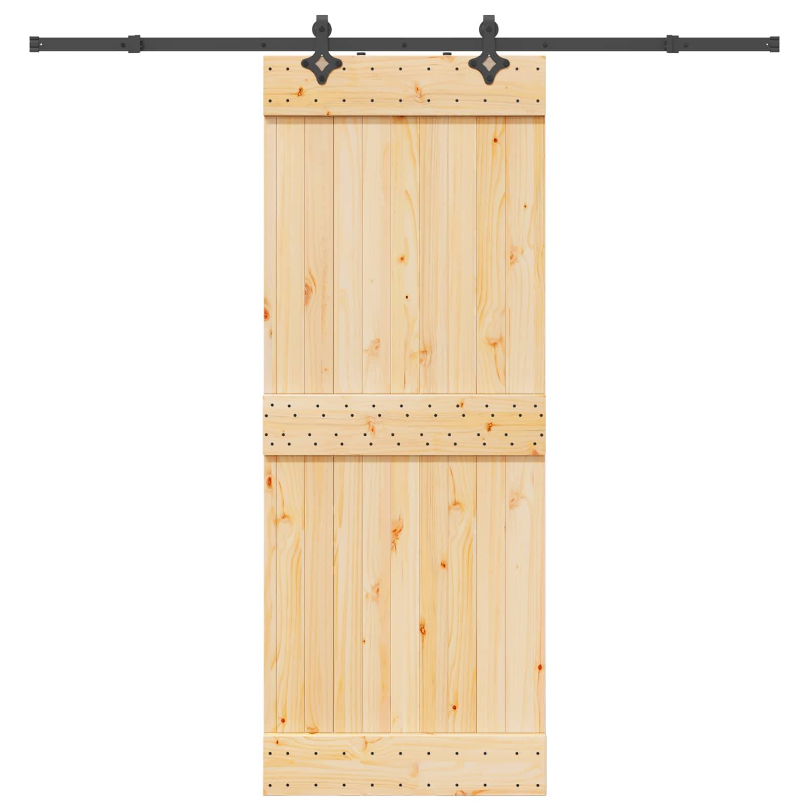 vidaXL Schiebetür NARVIK Natürlich und Schwarz 80 x 210 cm (213,5 cm)