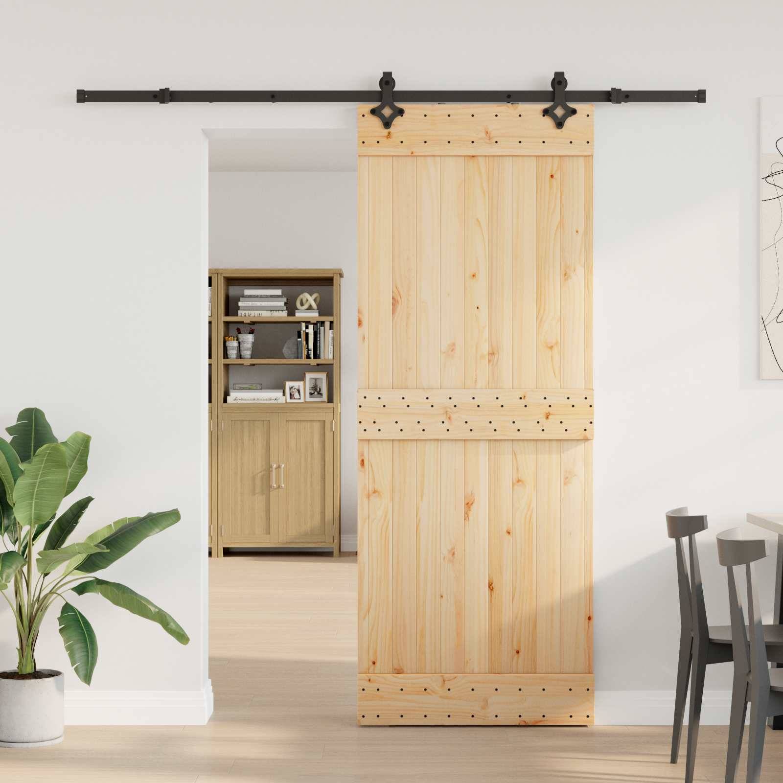 vidaXL Schiebetür NARVIK Natürlich und Schwarz 80 x 210 cm (213,5 cm)
