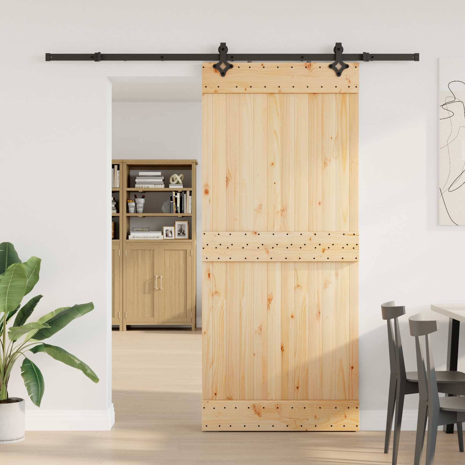 vidaXL Schiebetür NARVIK Natürlich und Schwarz 90 x 210 cm (213,5 cm)