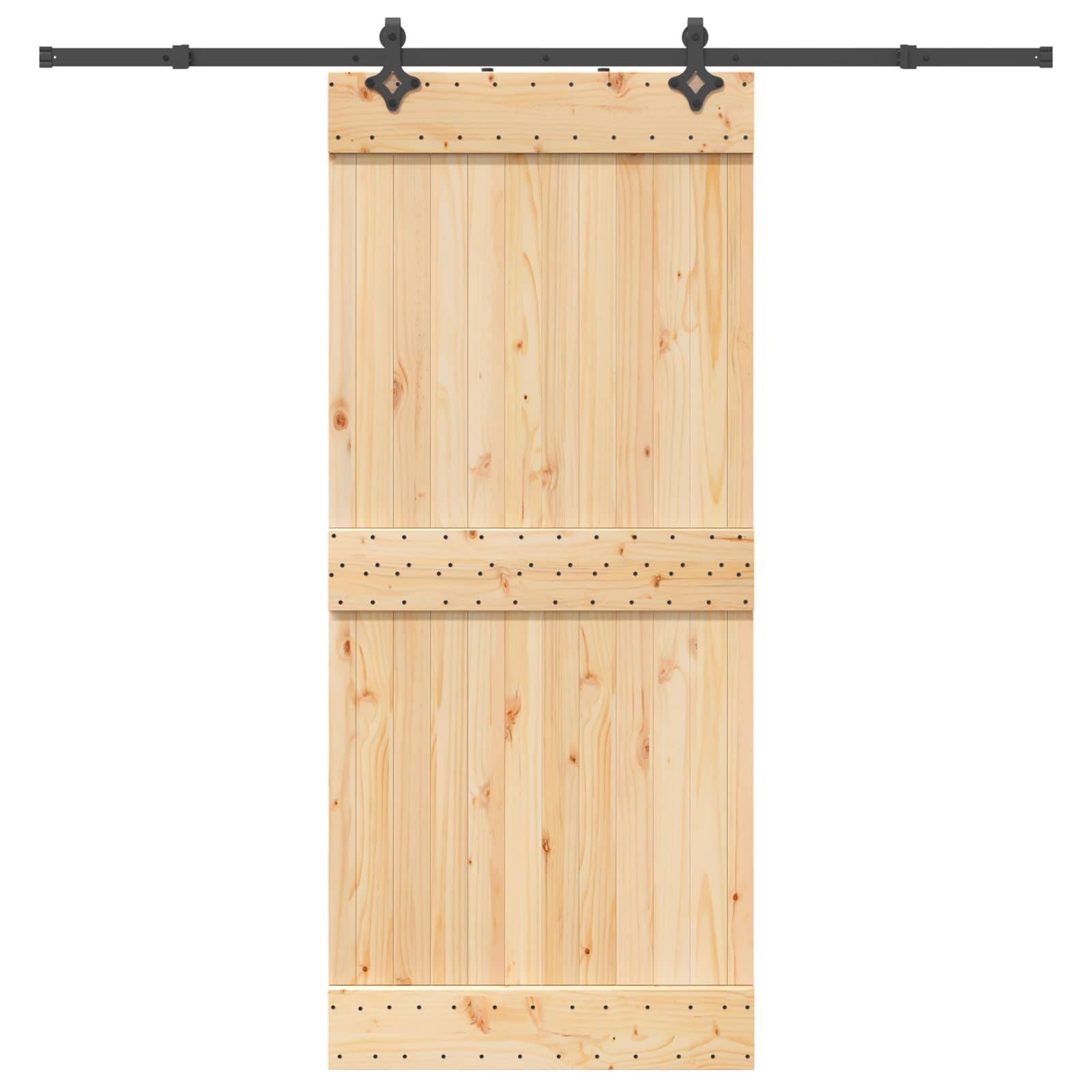 vidaXL Schiebetür NARVIK Natürlich und Schwarz 90 x 210 cm (213,5 cm)