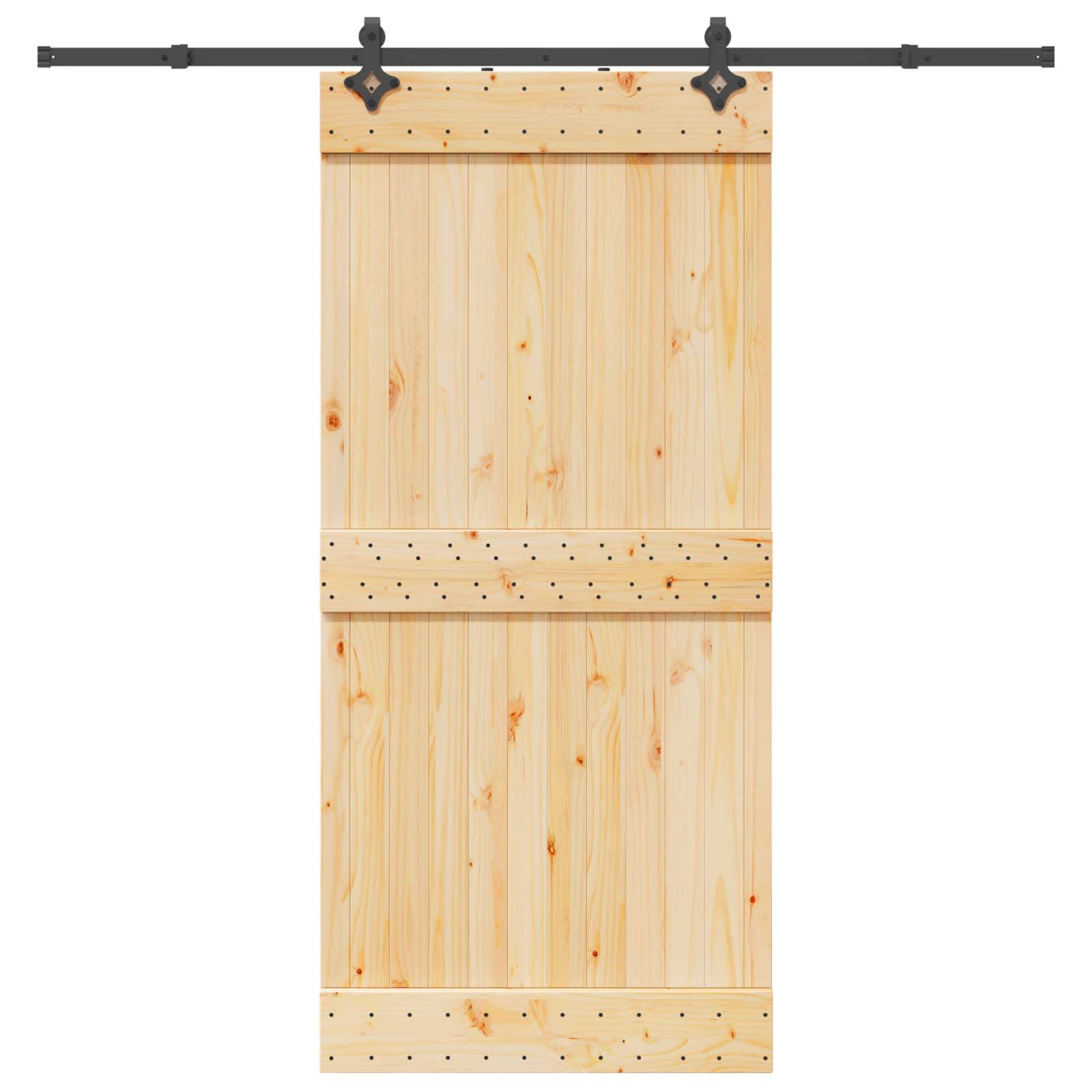 vidaXL Schiebetür NARVIK Natürlich und Schwarz 95 x 210 cm (213,5 cm)