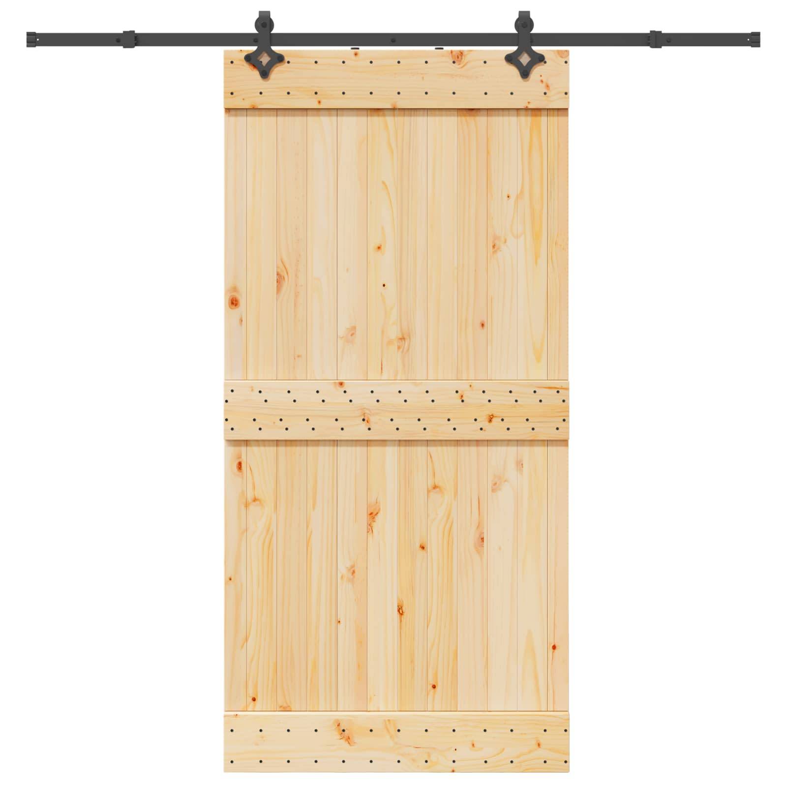 vidaXL Schiebetür NARVIK Natürlich und Schwarz 100 x 210 cm (213,5 cm)