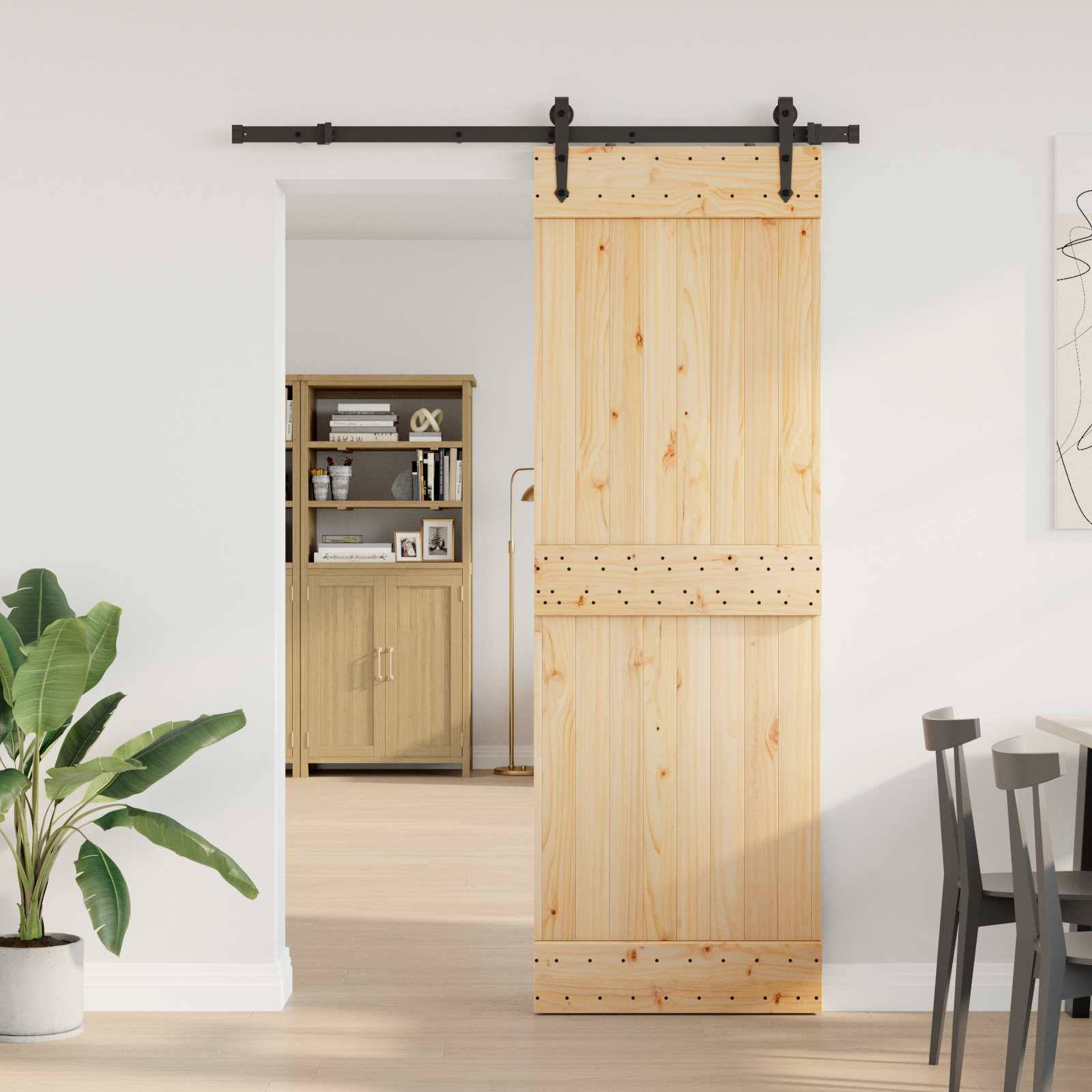 vidaXL Schiebetür NARVIK Natürlich und Schwarz 70 x 210 cm (152,5 cm)