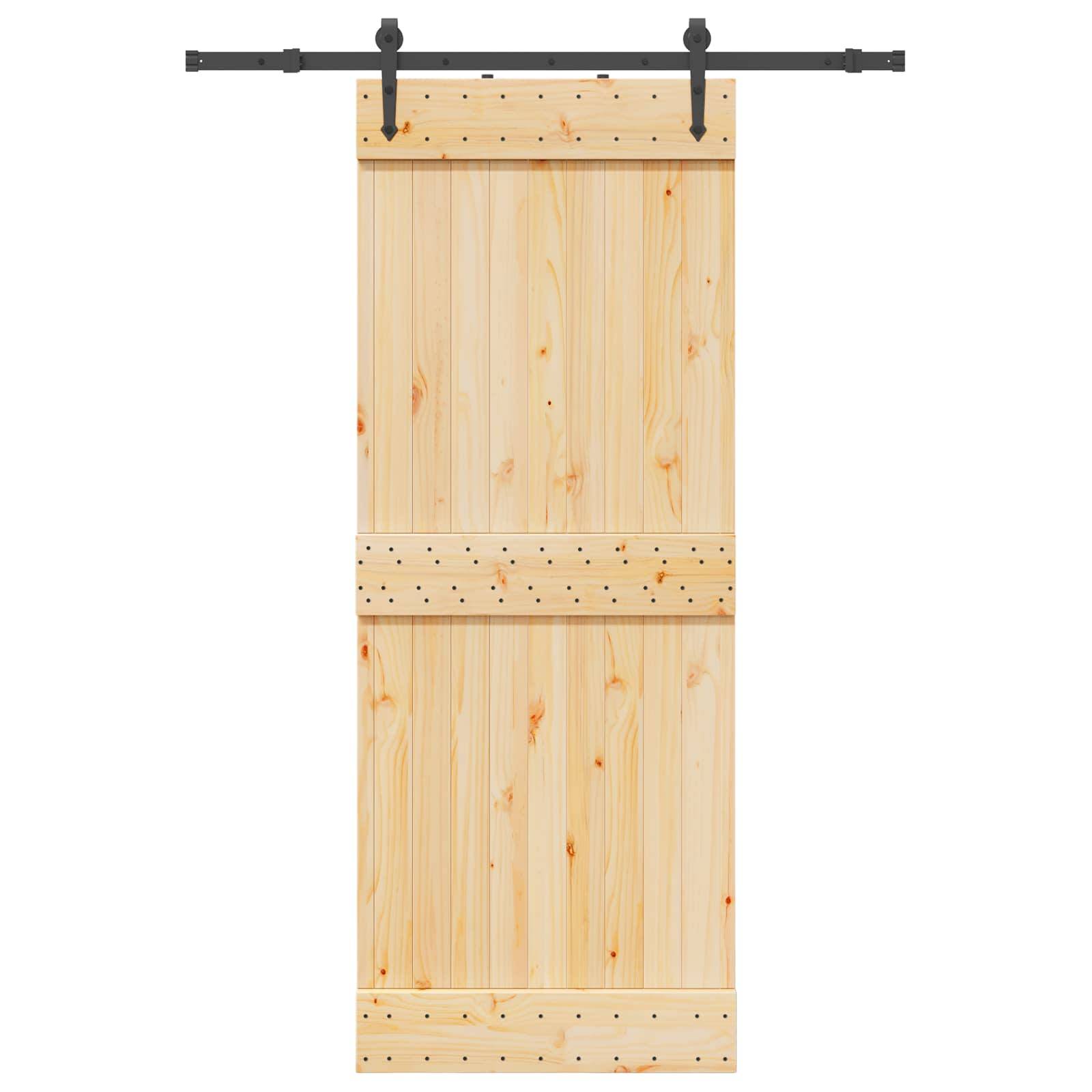vidaXL Schiebetür NARVIK Natürlich und Schwarz 80 x 210 cm (152,5 cm)