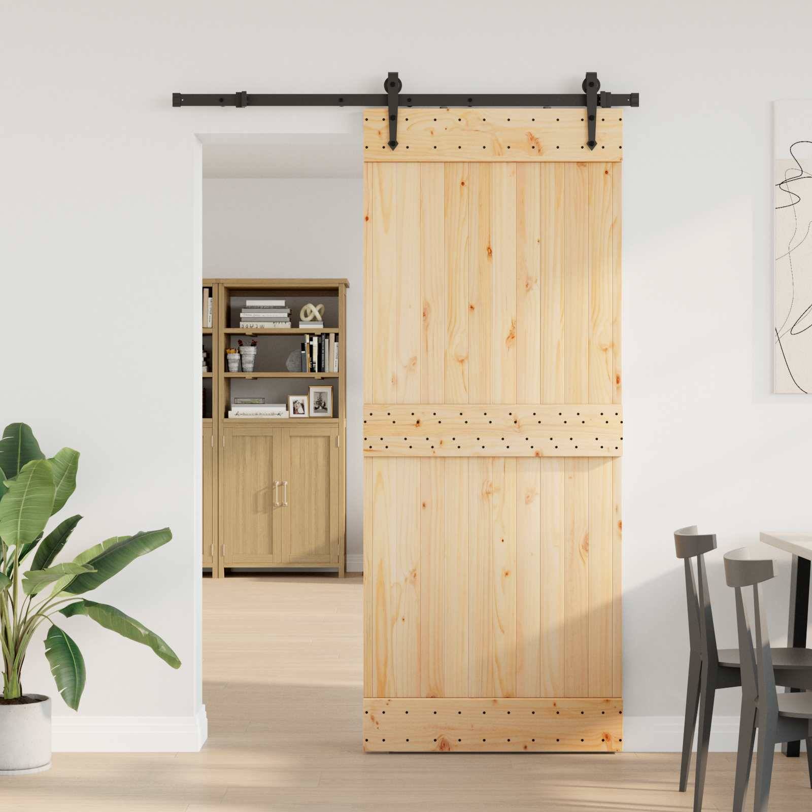 vidaXL Schiebetür NARVIK Natürlich und Schwarz 85 x 210 cm (152,5 cm)