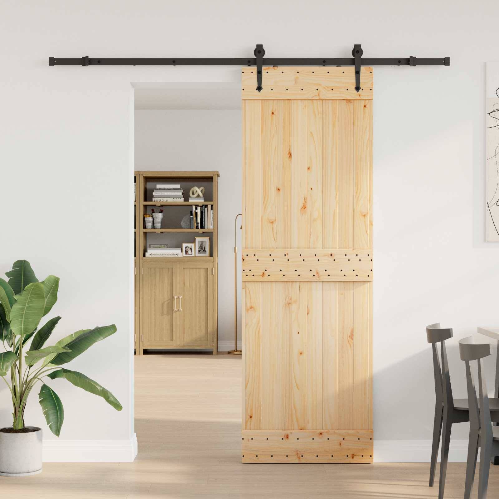 vidaXL Schiebetür NARVIK Natürlich und Schwarz 70 x 210 cm (213,5 cm)