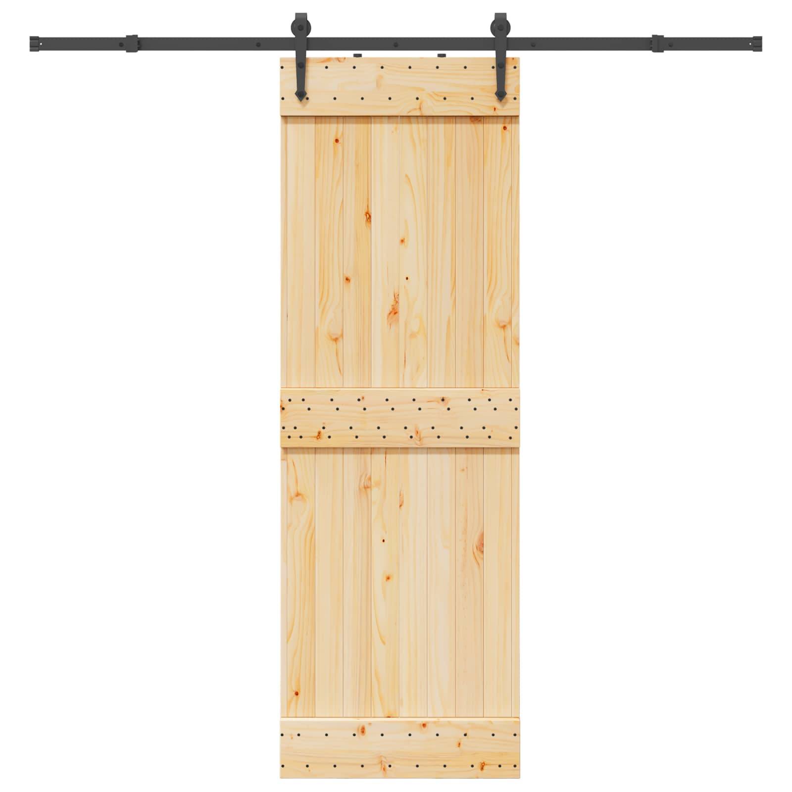 vidaXL Schiebetür NARVIK Natürlich und Schwarz 70 x 210 cm (213,5 cm)