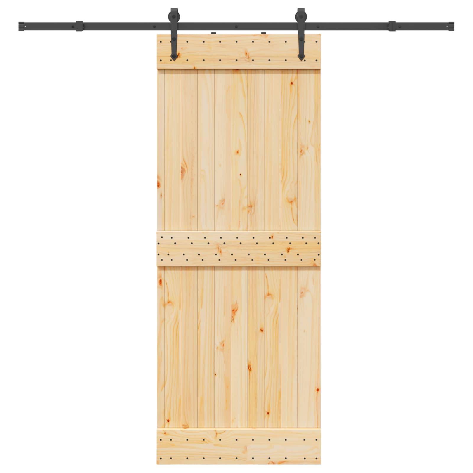 vidaXL Schiebetür NARVIK Natürlich und Schwarz 80 x 210 cm (213,5 cm)