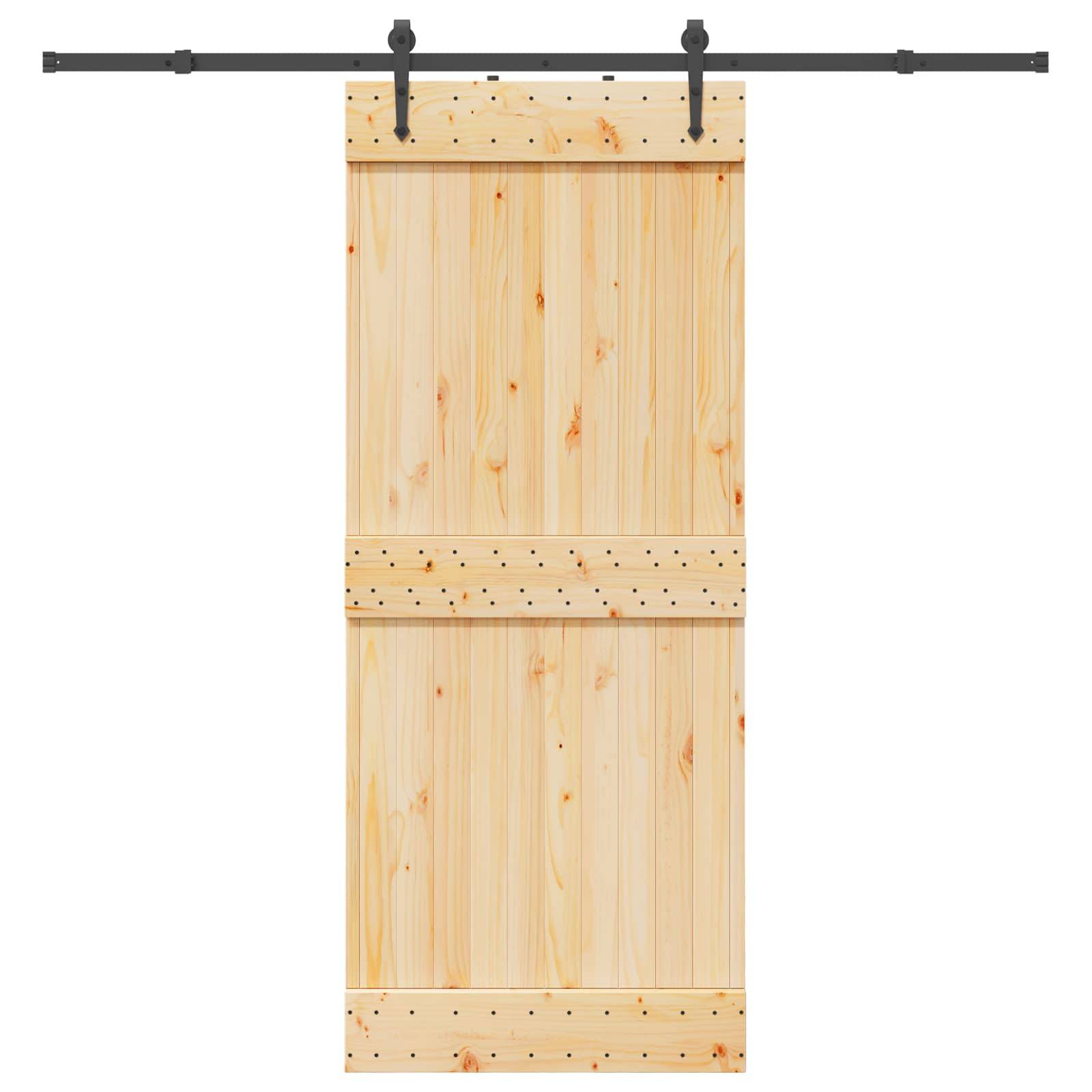 vidaXL Schiebetür NARVIK Natürlich und Schwarz 85 x 210 cm (213,5 cm)