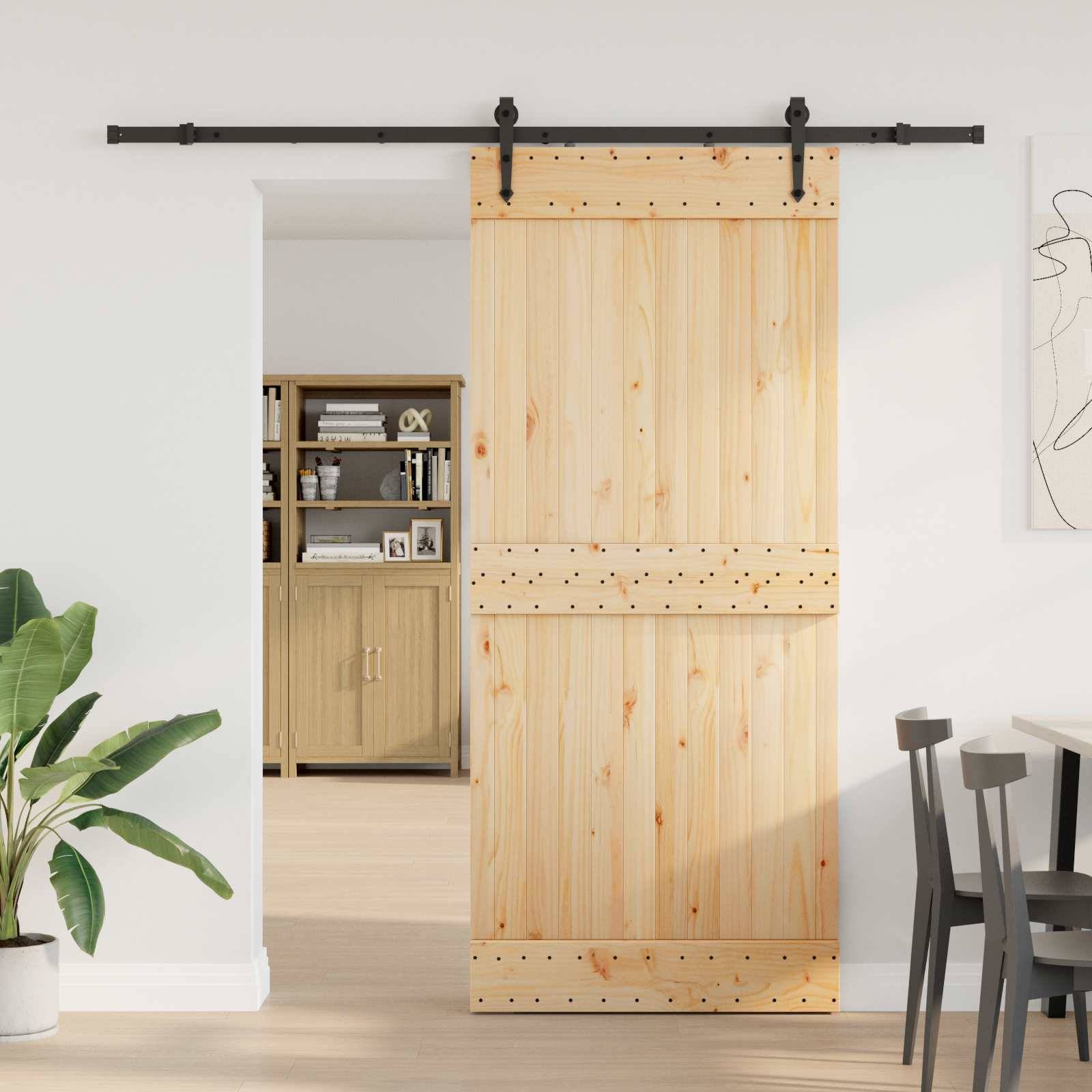 vidaXL Schiebetür NARVIK Natürlich und Schwarz 90 x 210 cm (213,5 cm)