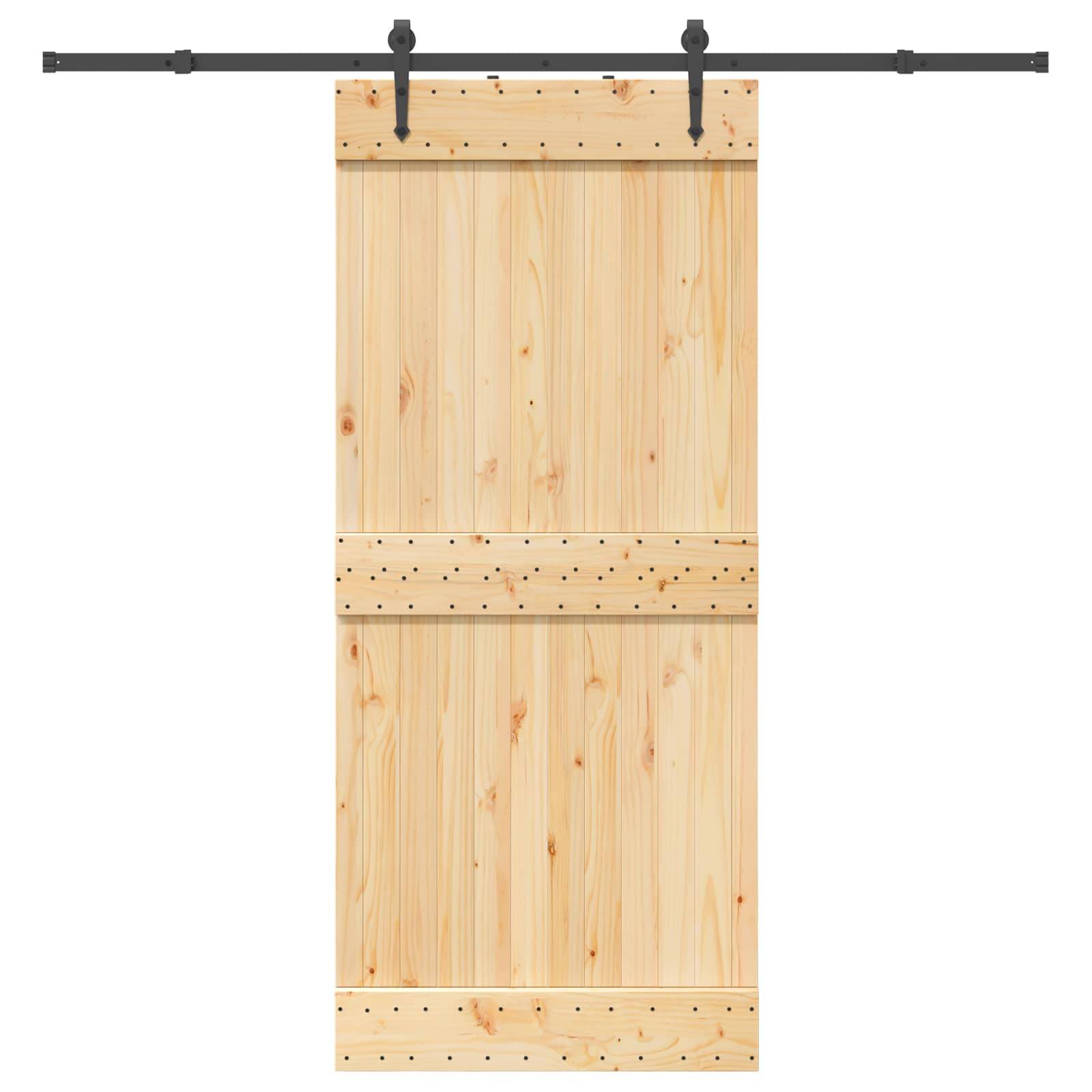 vidaXL Schiebetür NARVIK Natürlich und Schwarz 90 x 210 cm (213,5 cm)