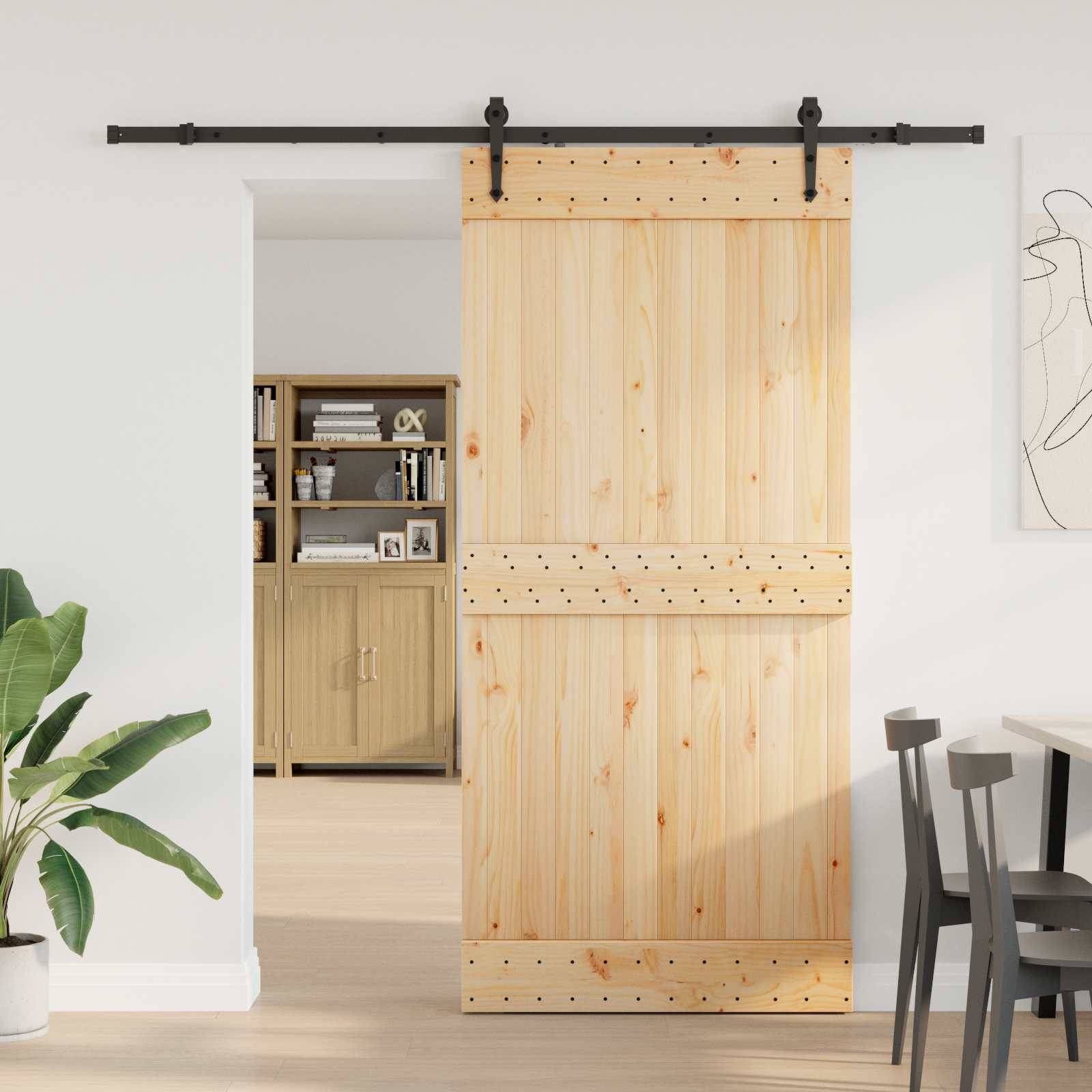 vidaXL Schiebetür NARVIK Natürlich und Schwarz 95 x 210 cm (213,5 cm)