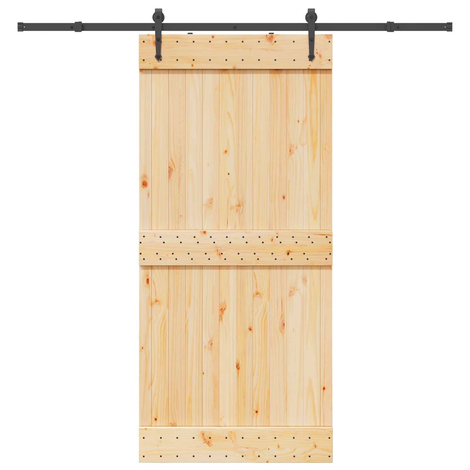 vidaXL Schiebetür NARVIK Natürlich und Schwarz 95 x 210 cm (213,5 cm)