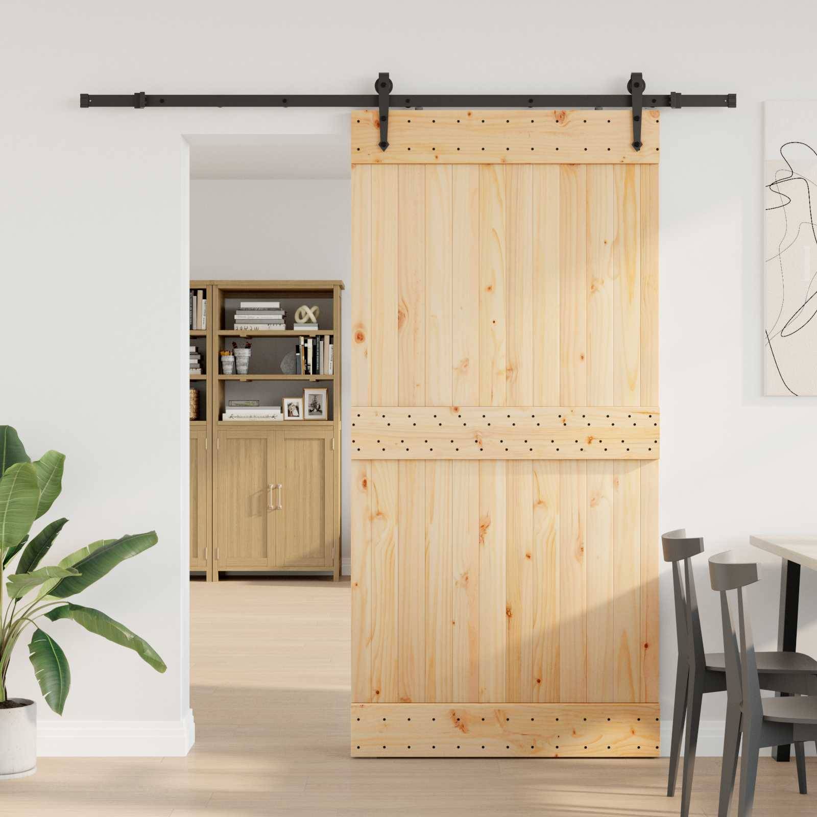 vidaXL Schiebetür NARVIK Natürlich und Schwarz 100 x 210 cm (213,5 cm)
