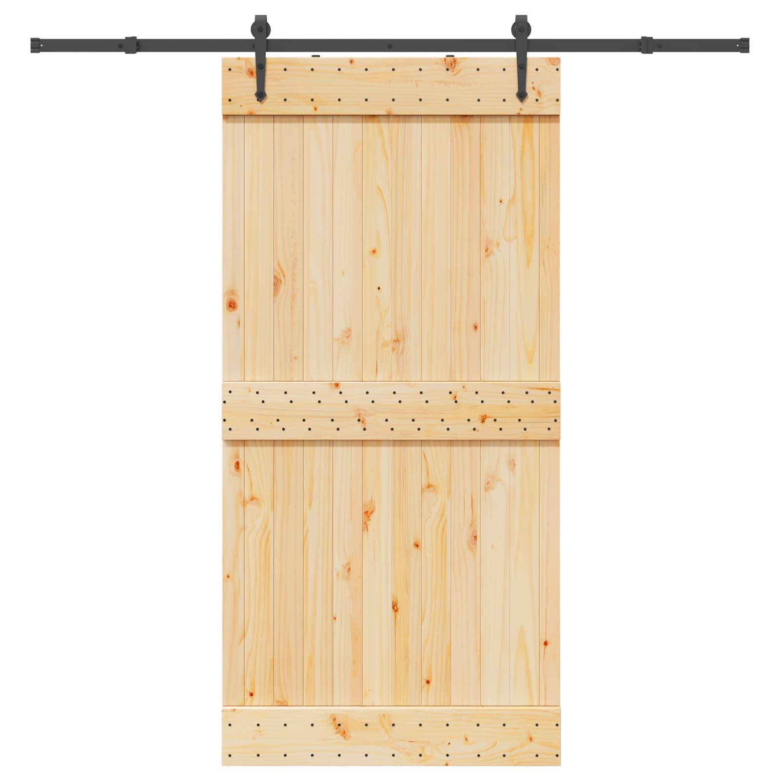 vidaXL Schiebetür NARVIK Natürlich und Schwarz 100 x 210 cm (213,5 cm)