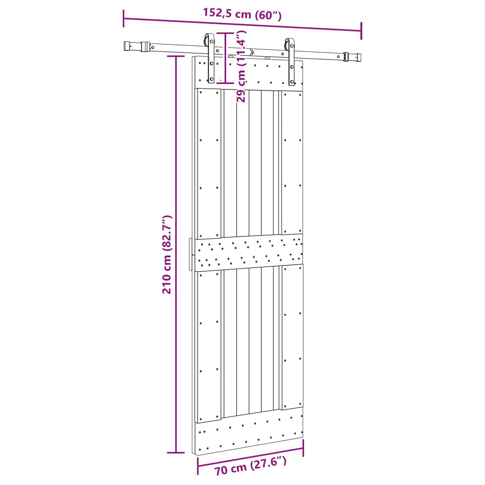 vidaXL Schiebetür NARVIK Natürlich und Schwarz 70 x 210 cm (152,5 cm)